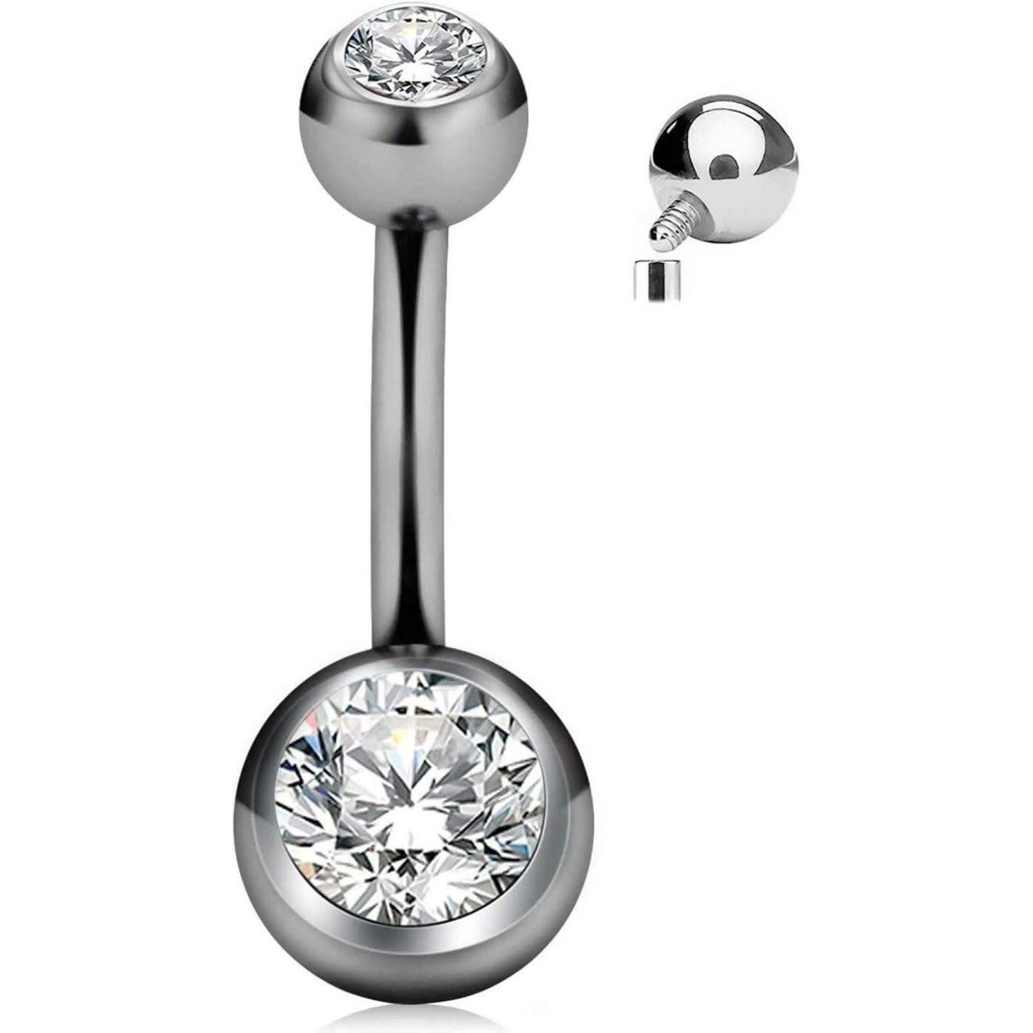 CIZME Bauchnabelpiercing Titanium Belly Button Piercing 6mm Crystal 14G Short Navel Piercing
