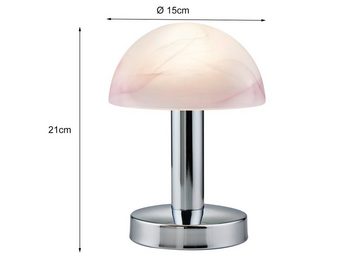 meineWunschleuchte LED Nachttischlampe, Dimmfunktion, LED wechselbar, Warmweiß, klein-e Nachttisch-lampe Touch dimmbar Pilz-lampe Design, Höhe 21cm
