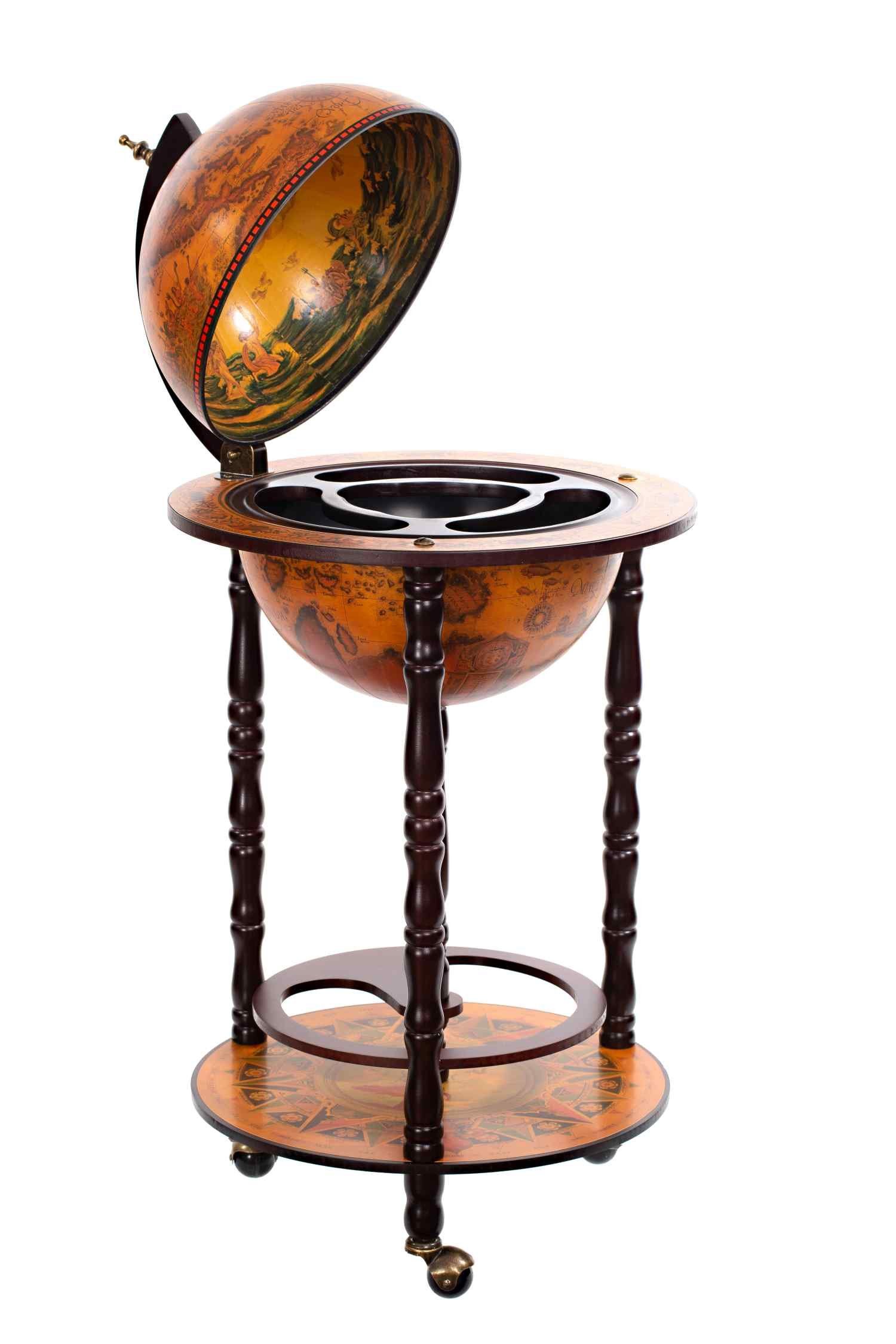 BIRENDY Dekoobjekt Barwagen 33001R Antikbraun geöffnet 100cm Globusbar Bart günstig online kaufen