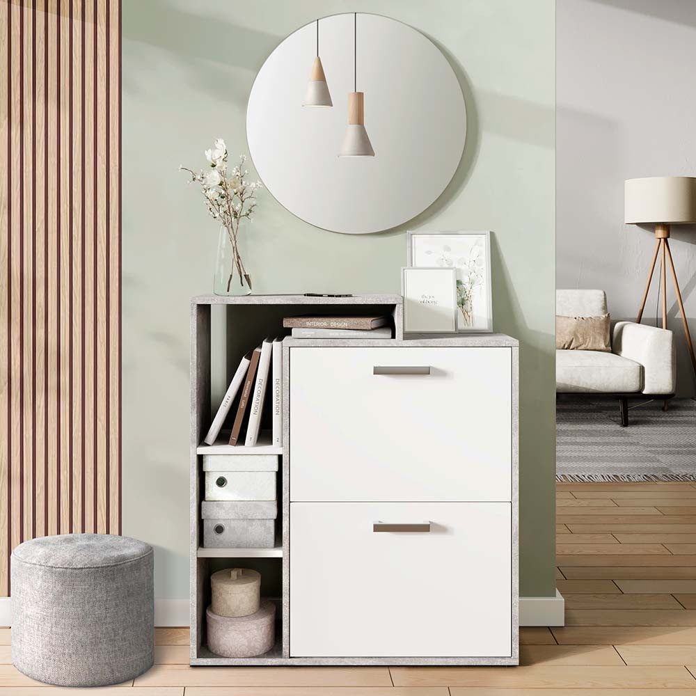 Vicco Schuhkipper Orlando, Beton, 2 Teile, mit Spiegel