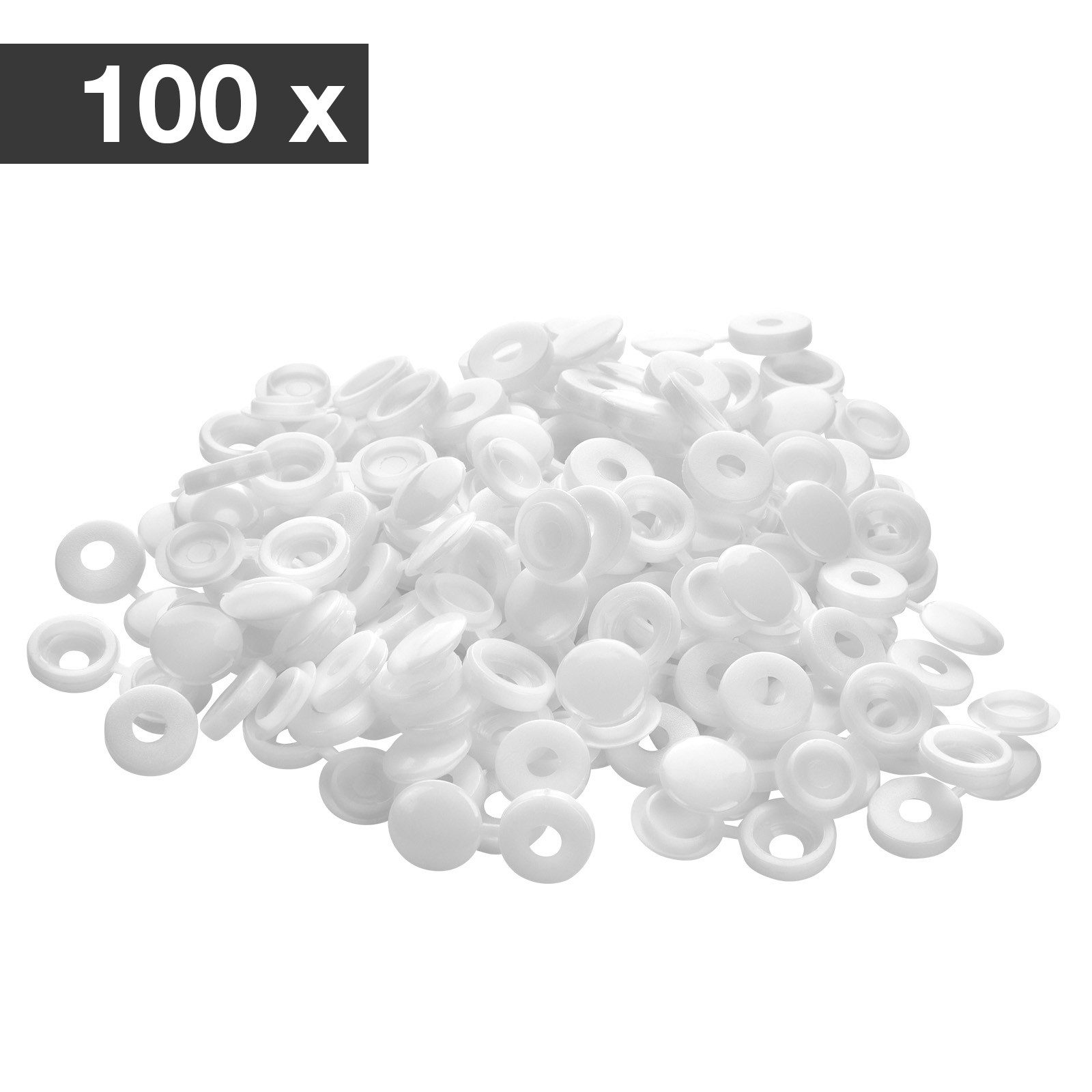 SO-TECH® Abdeckkappe Ø 13,3 x 3,5 mm für Senkkopf-Schrauben bis Ø 8,5 mm Kopf-Ø, (100-St), weiße Schutzkappen ideal für Möbel, Regale, Beschläge