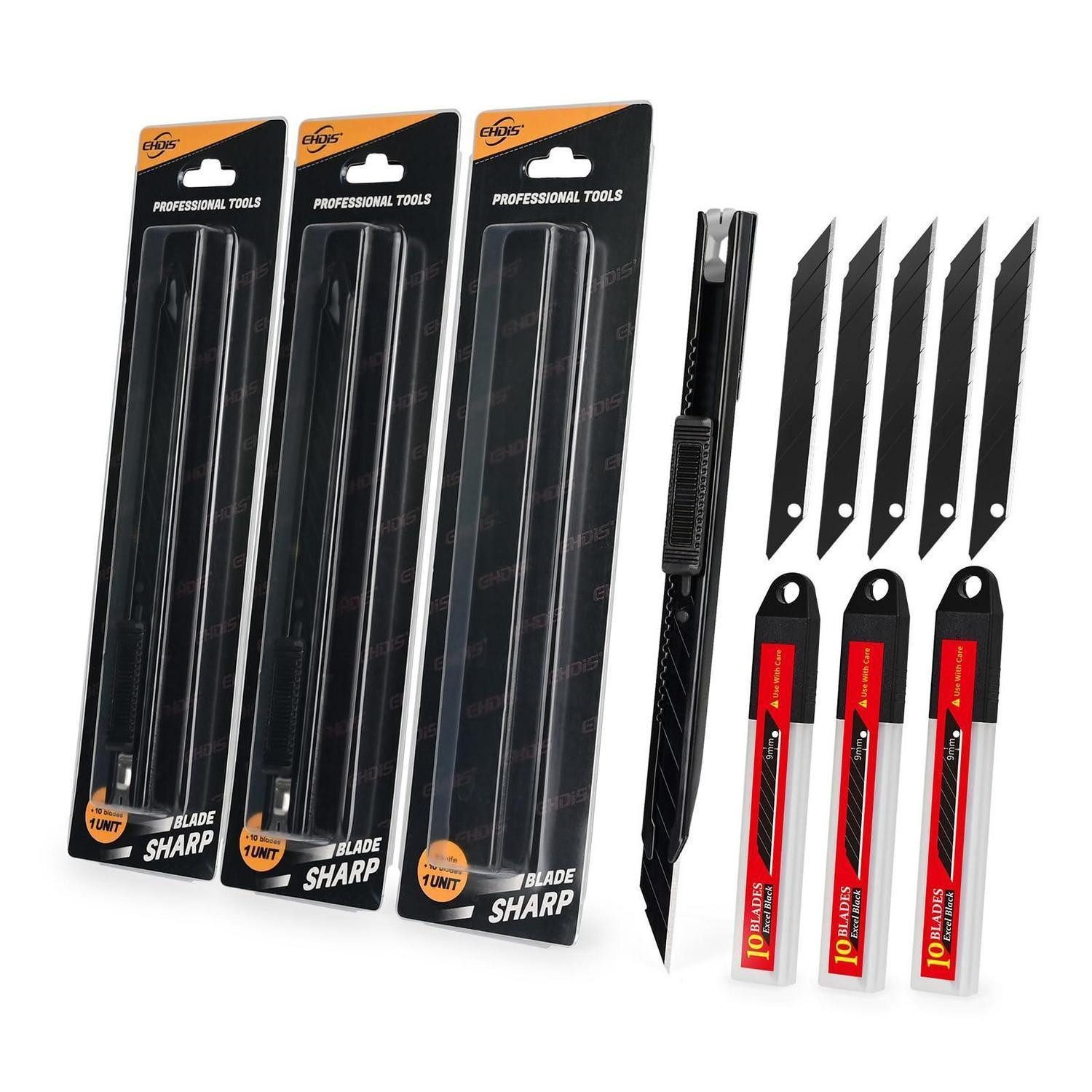 LuxusKollektion Cuttermesser Cuttermesser Kit 9mm 30° Rostschutz 3 Stk