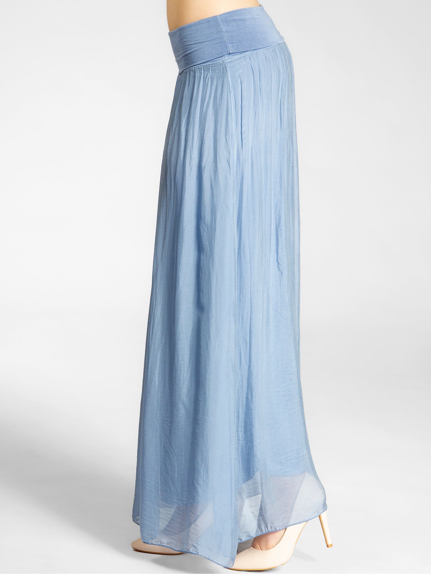 Caspar Faltenrock RO025 eleganter leichter Damen Sommer Rock mit Seidenanteil mit figurfreundlichem Stretch Bund - Made in Italy