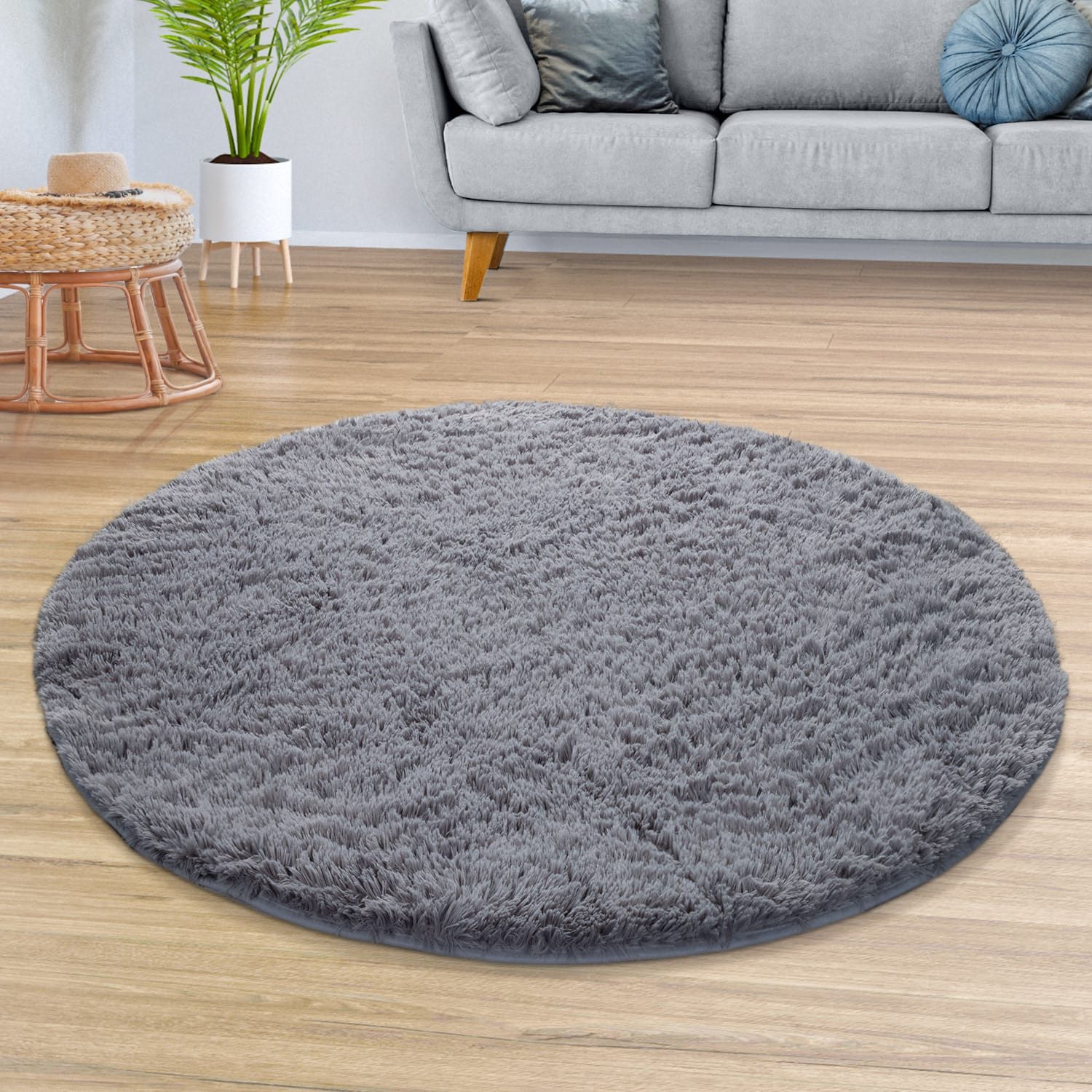 TT Home Teppich Diele, Esszimmer, Flur, Schlafzimmer, Wohnzimmer, Rund, Höhe: 37 mm, Teppich Wohnzimmer Hochflor Langflor Weich Soft Modernes Einfarbiges D