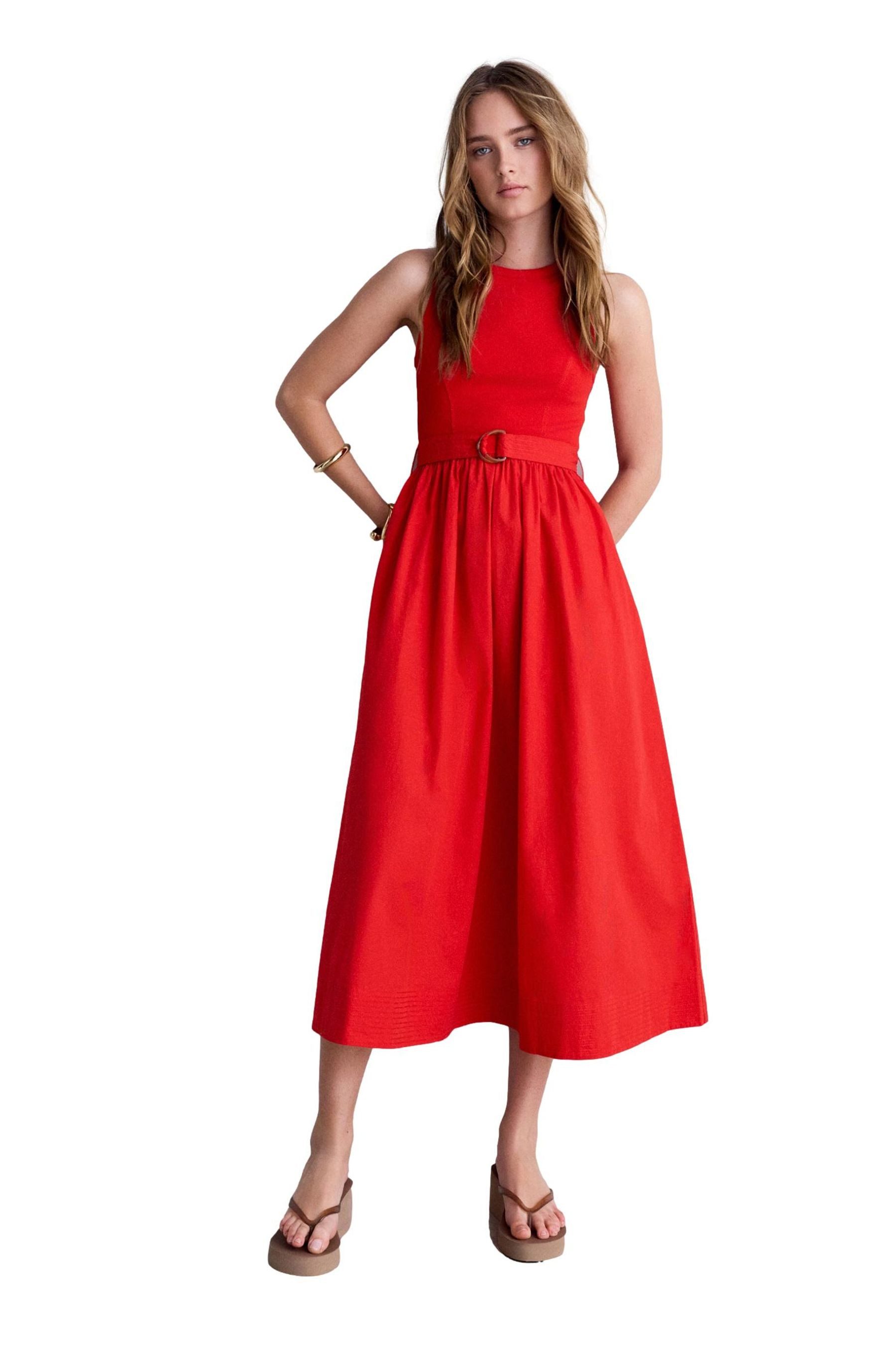 Next Midikleid 2-in-1-Midikleid aus Mischgewebe mit Gürtel (1-tlg)