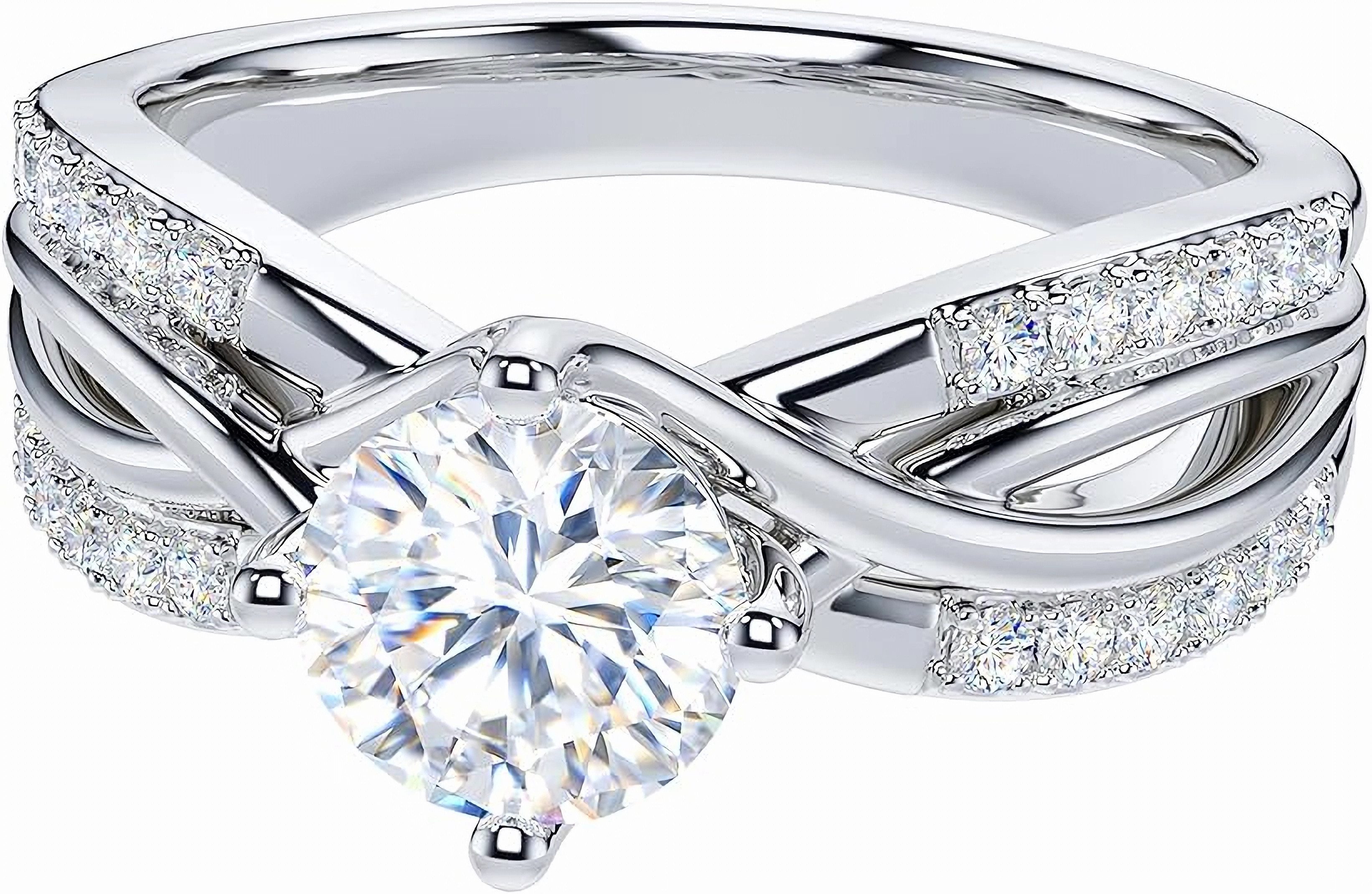 Jumpeak Verlobungsring 585 Gold, 1ct runder Brillantschliff, im Labor Diamant, Ehering, Geschenk für Ihre Liebsten/Jubiläum/Weihnachten, Luxusschmuck mit IGI