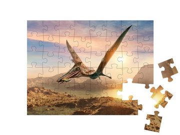 puzzleYOU Puzzle Pterosaurier-Szene, 3D-Illustration, 48 Puzzleteile, puzzleYOU-Kollektionen Dinosaurier, Tiere aus Fantasy & Urzeit