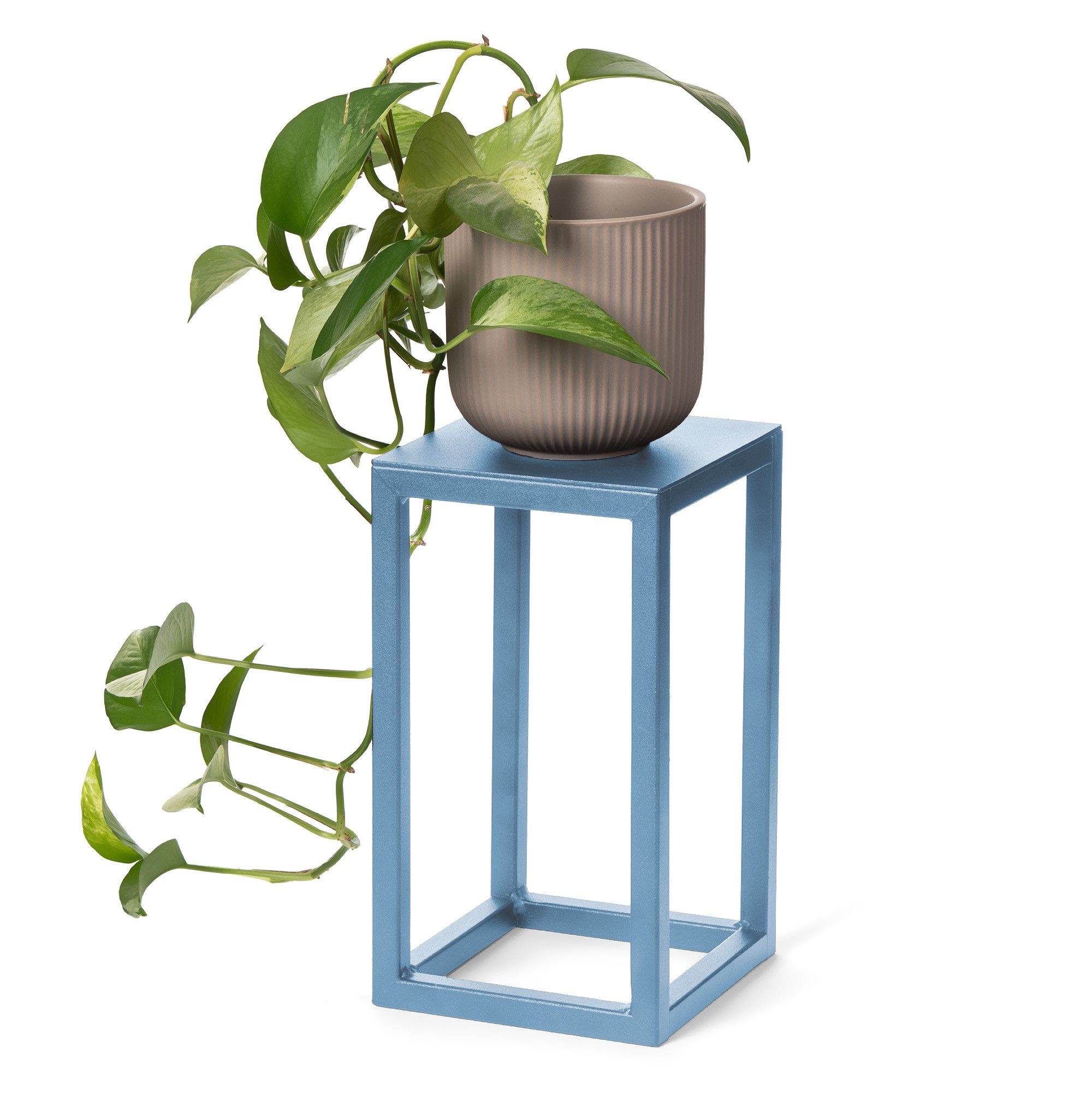LAMO Manufaktur Blumenständer LAMO Manufaktur Blumenständer Blau aus Metall 28 cm (Dekorativer Metallständer, 1 St., 2-Teilig), Blumenständer modern, für Skulpturen und Deko, kleiner Blumenhocker