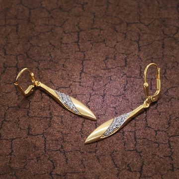 trendor Paar Ohrhänger Gold auf Silber 925 Zirkonia Ohrhänger