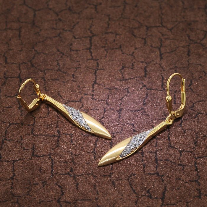 trendor Paar Ohrhänger Gold auf Silber Zirkonia