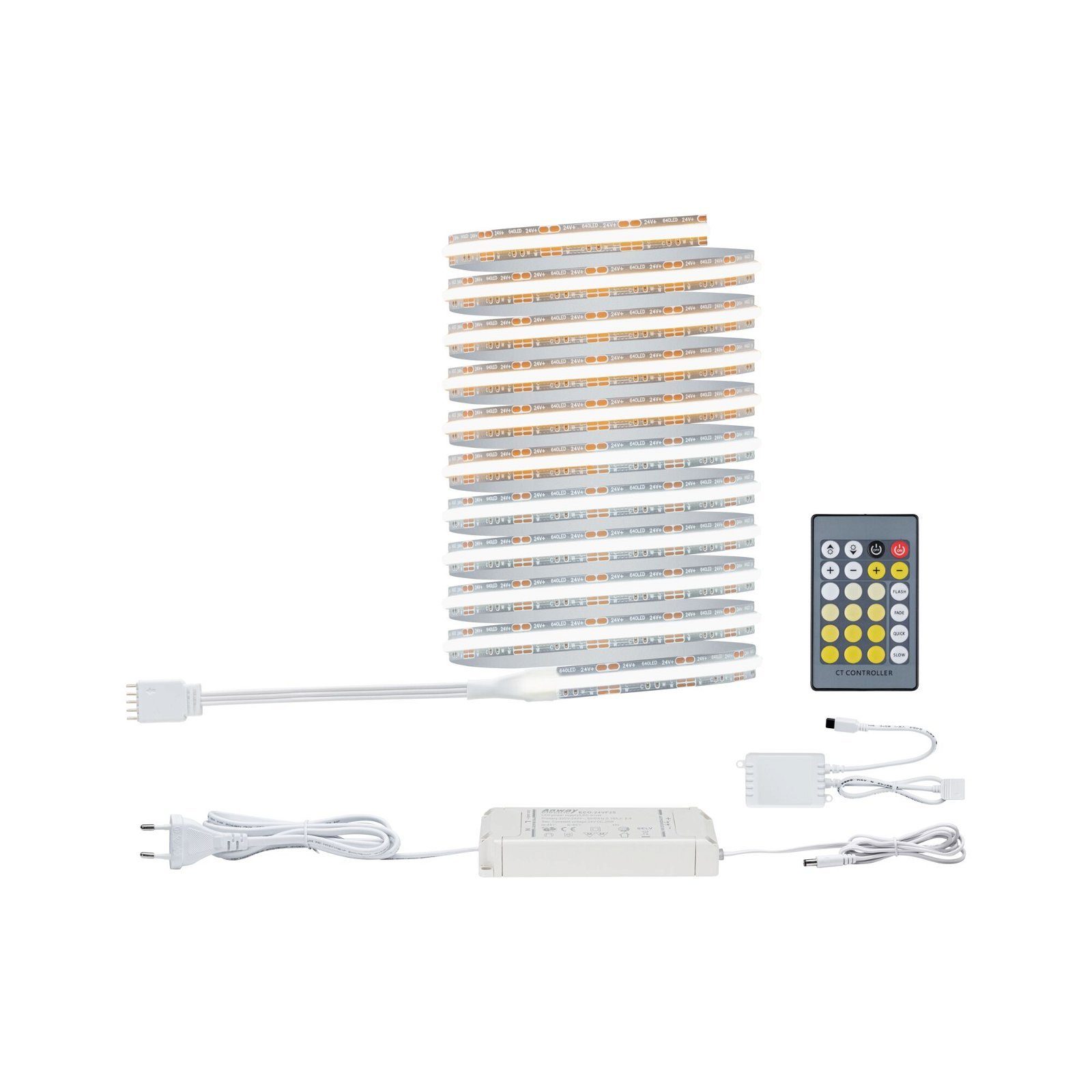 Paulmann LED-Streifen MaxLED 500 Basis Set 3m 15W 230/24V silber Kunststoff, 1-flammig, Full-Line COB 2700-6500K TunableWhite
