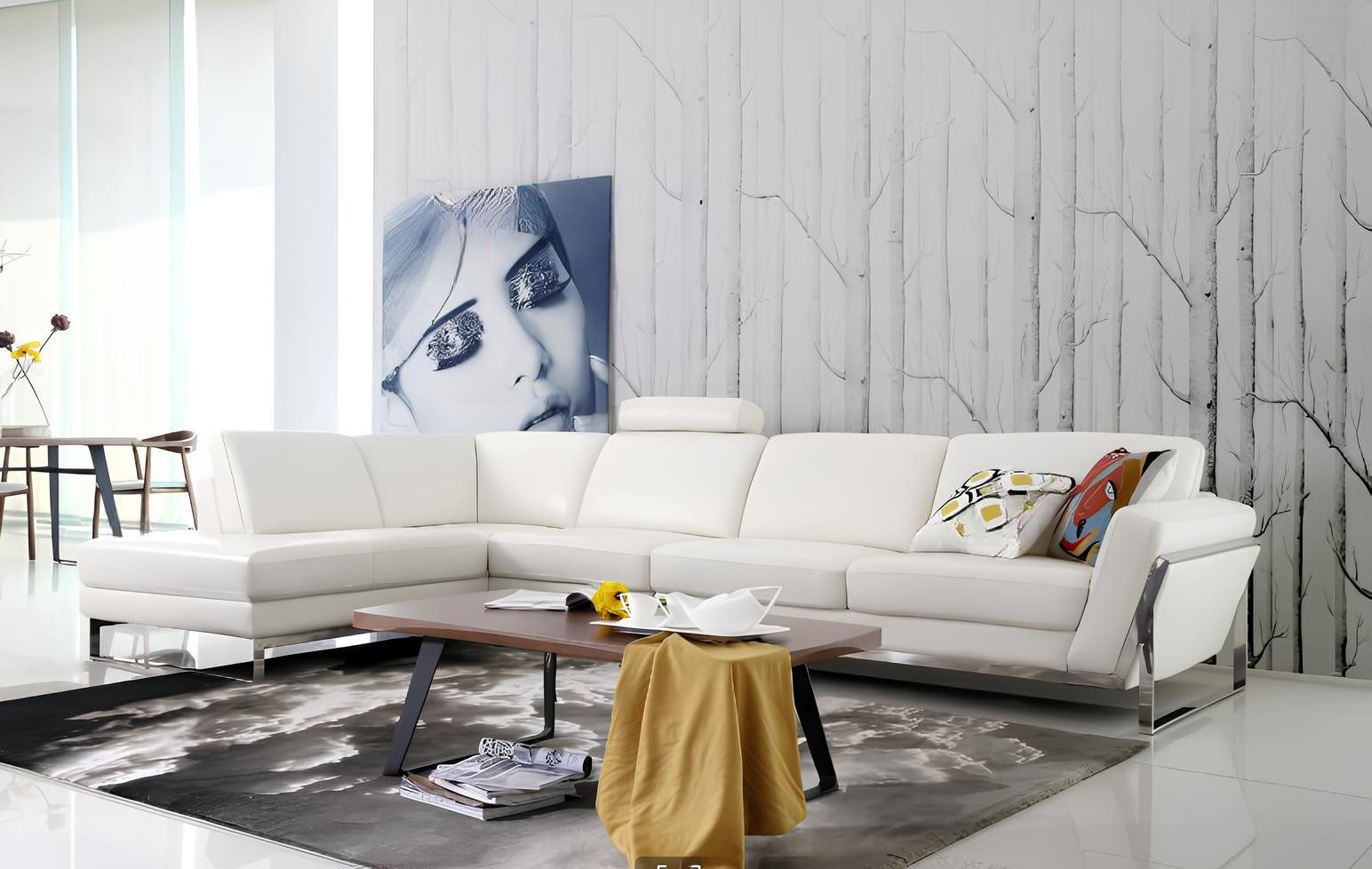 JVmoebel Ecksofa Elegante Eckcouch aus weißem Kunstleder mit verstellbarer Funktion, 2 Teile, Made in Europa