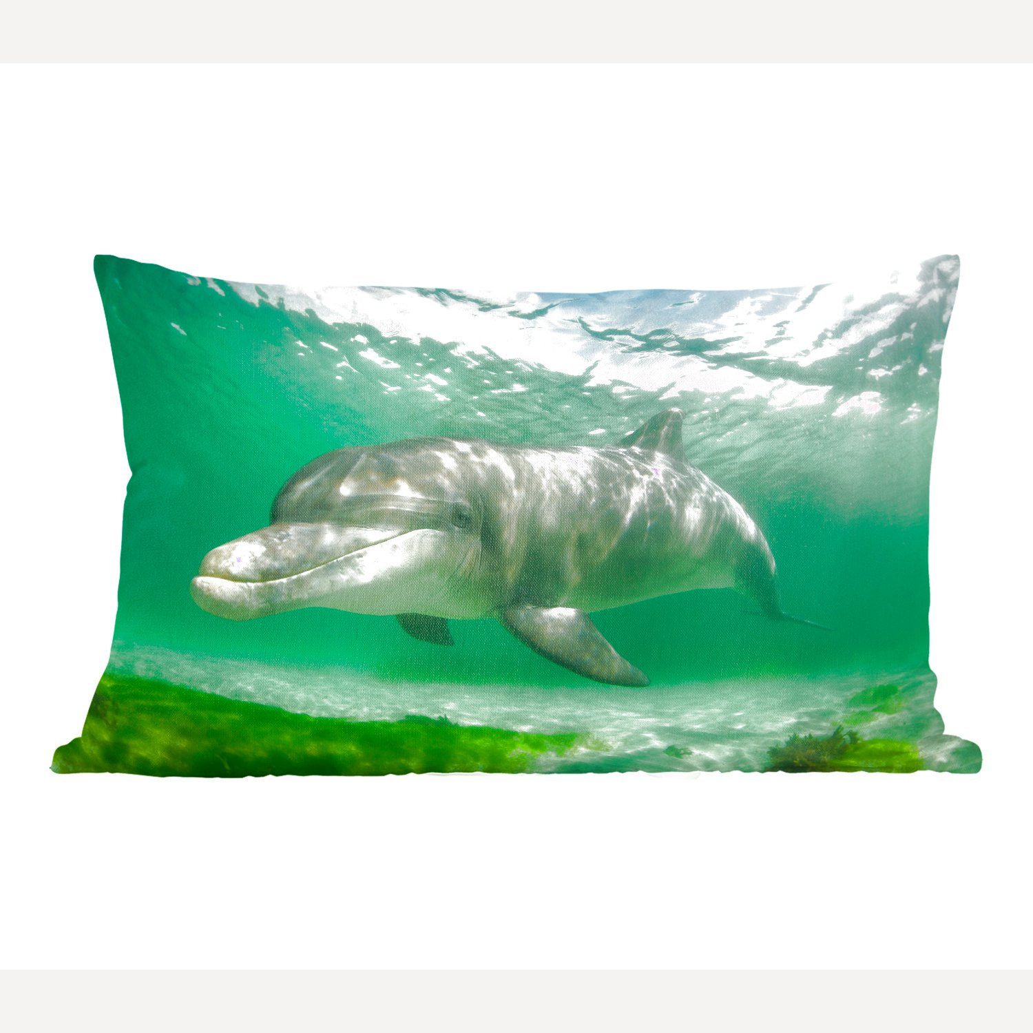 MuchoWow Dekokissen Delfin - Tiere - Wasser, Wohzimmer Dekoration, Zierkissen, Dekokissen mit Füllung, Schlafzimmer