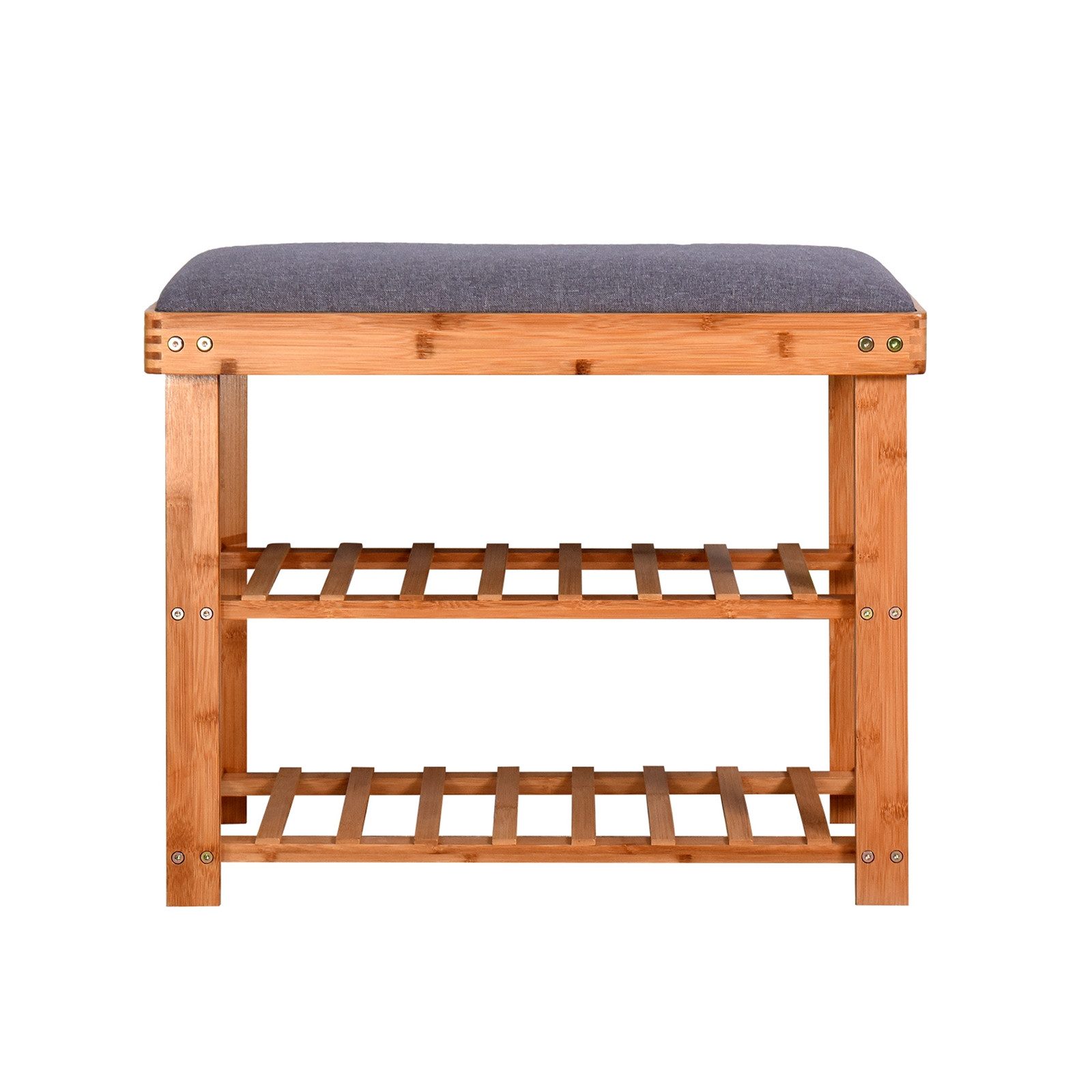 HTI-Living Schuhbank Sitzbank mit Schuhregal Anea Holz Natur-Grau (Stück, 1-St., 1 Sitzbank inkl. Sitzpolster), Schuhbank Bambus