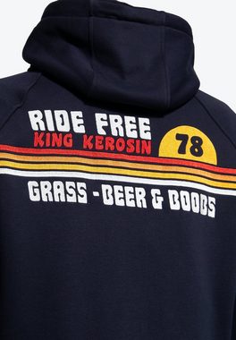 KingKerosin Kapuzensweatjacke KK Adventure Gear - Ride Free mit herausnehmbarem Softshell-Innenfutter
