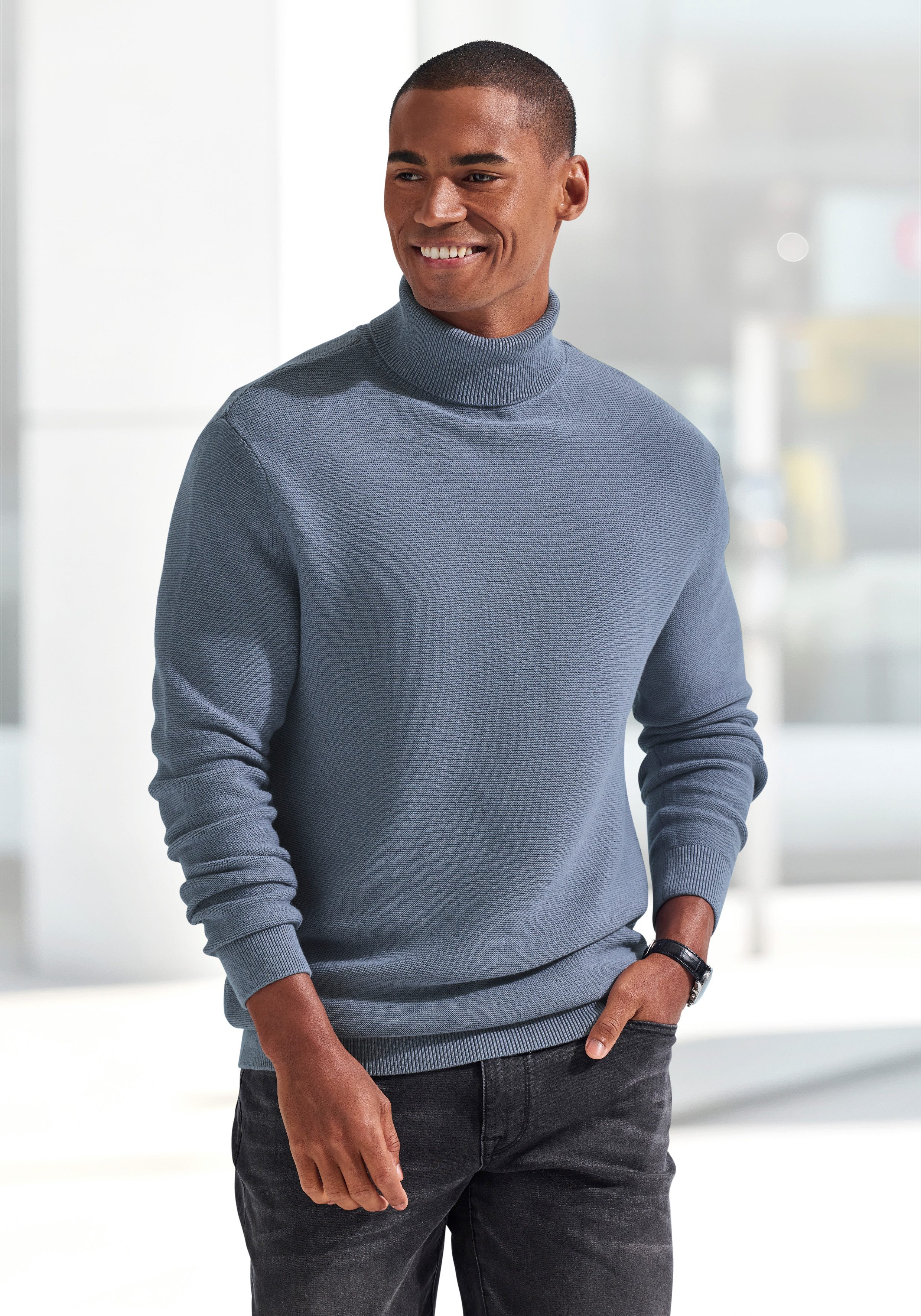 H.I.S Rollkragenpullover Strickpullover in modischer Struktur günstig online kaufen