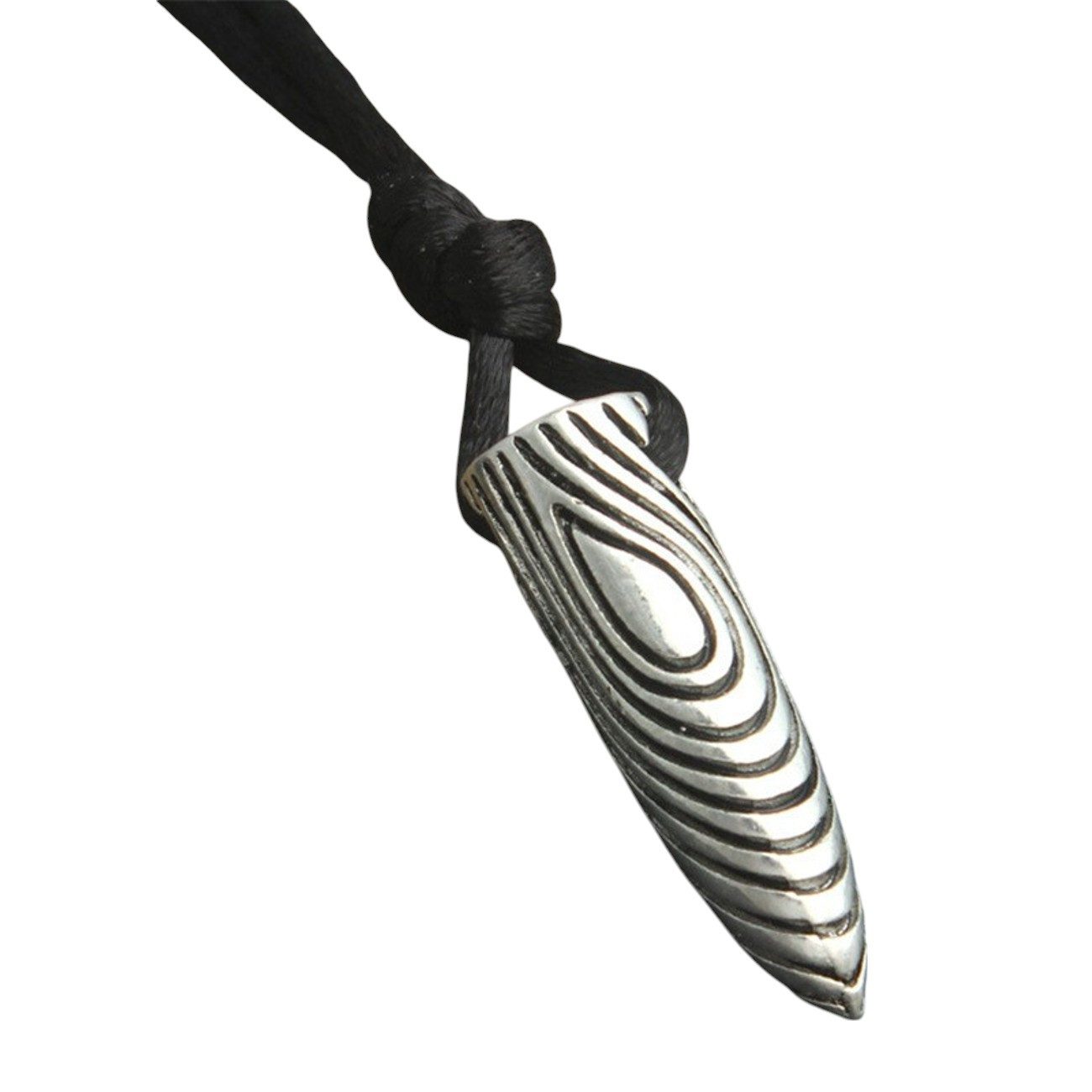 Kette mit Anhänger Halskette mit Anhänger Herren Schwarz Silber Textilkette