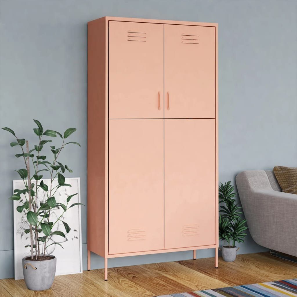 vidaXL Kleiderschrank Kleiderschrank Rosa 90x50x180 cm Stahl (1-St)