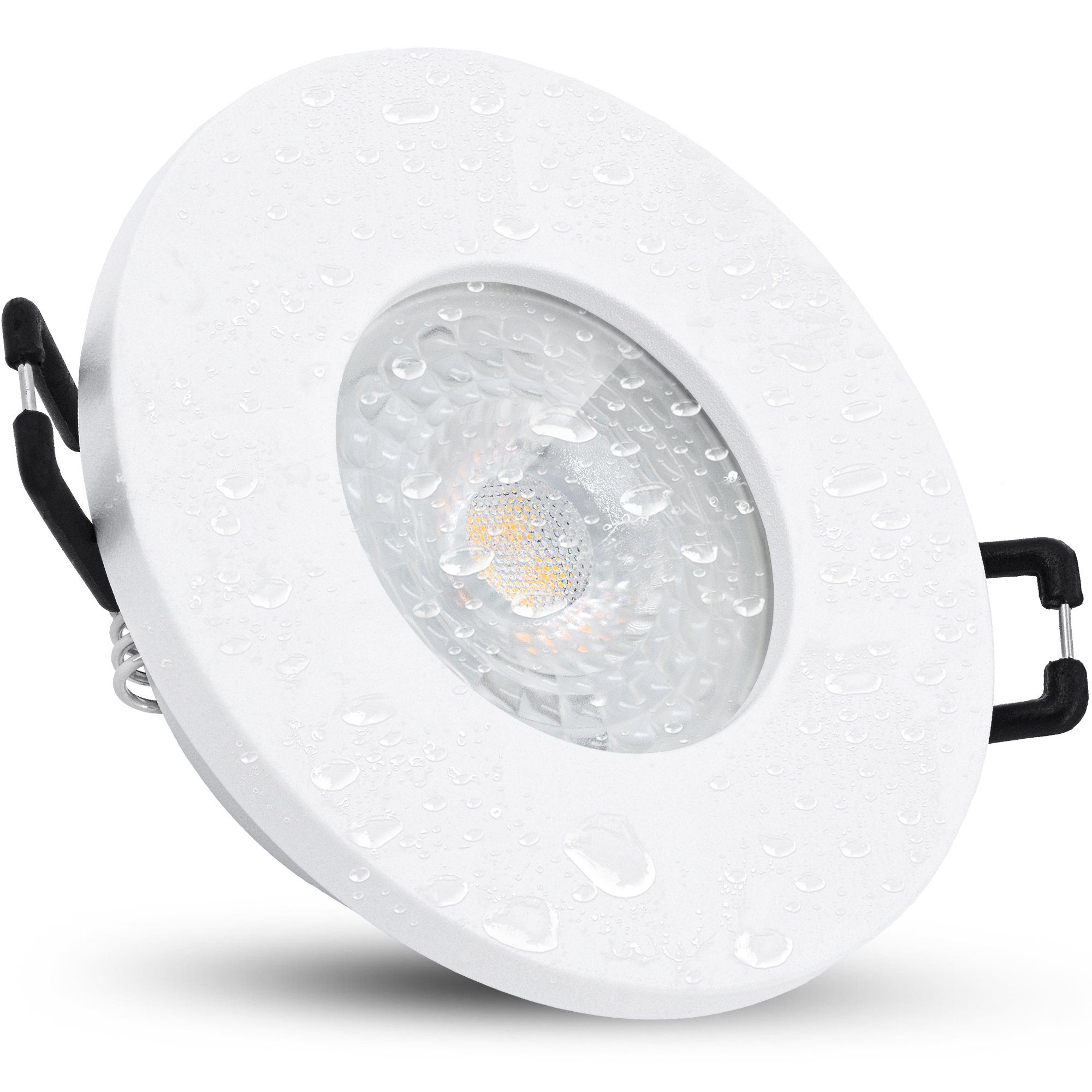 linovum LED Einbaustrahler Extra flache LED weiss Leuchtmittel inklusive, IP65 in LED rund 5W, Leuchtmittel Einbauleuchte inklusive & mit matt