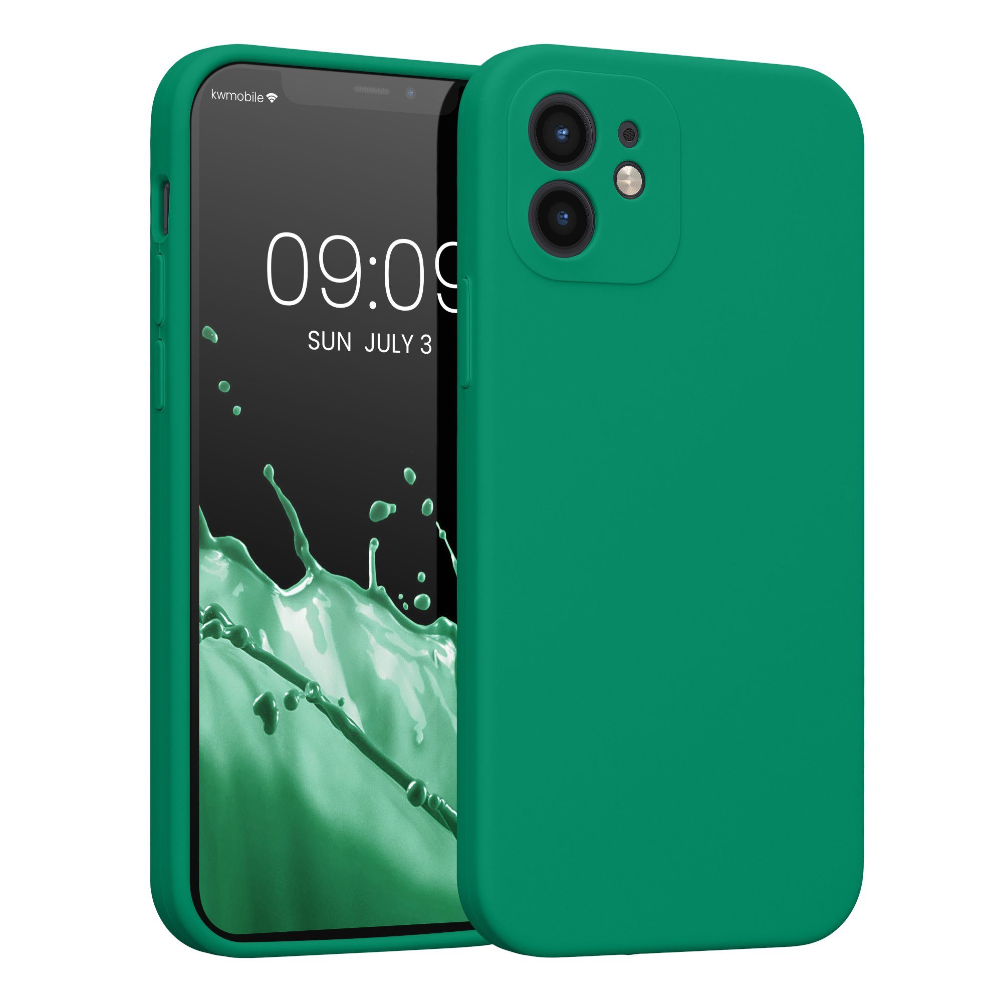 kwmobile Handyhülle Hülle für Apple iPhone 12, Hülle Silikon gummiert - Handyhülle - Handy Case in Smaragdgrün