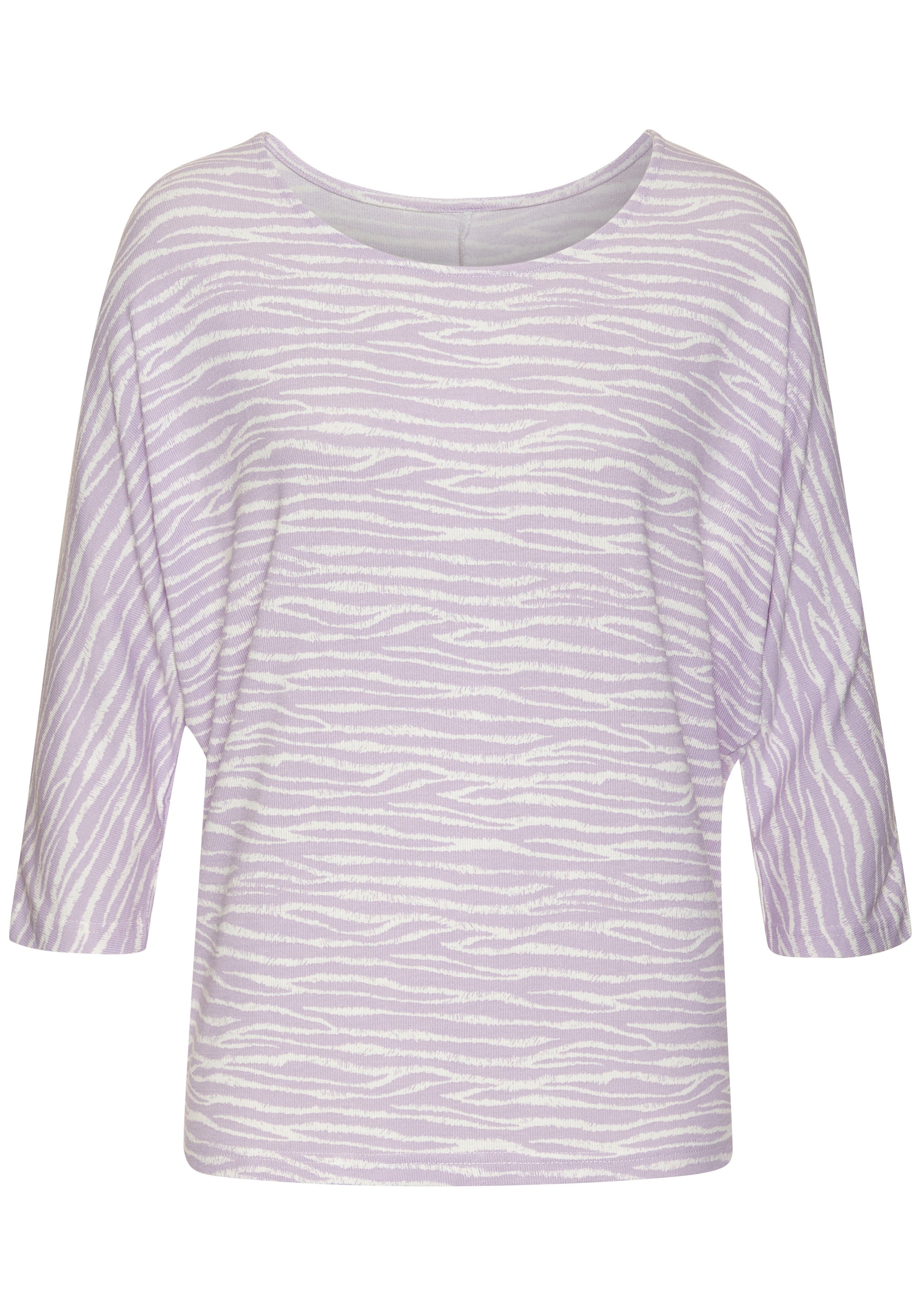 LASCANA 3/4-Arm-Shirt mit modischem Zebra-Muster aus weichem Viskose-Strick günstig online kaufen