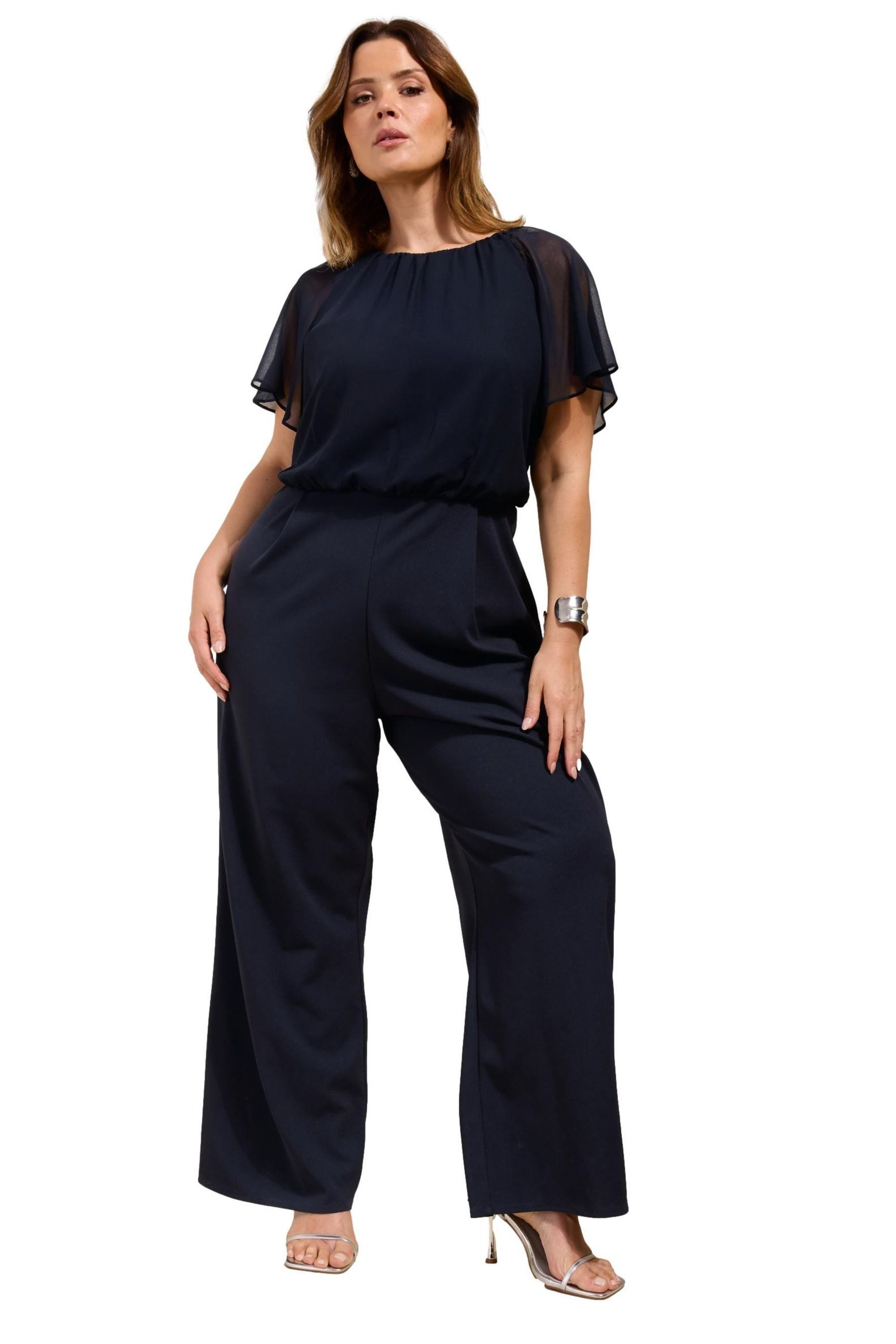 Friends Like These Jumpsuit Friends Like These Scuba-Jumpsuit + Chiffon, Curve (1-tlg)
