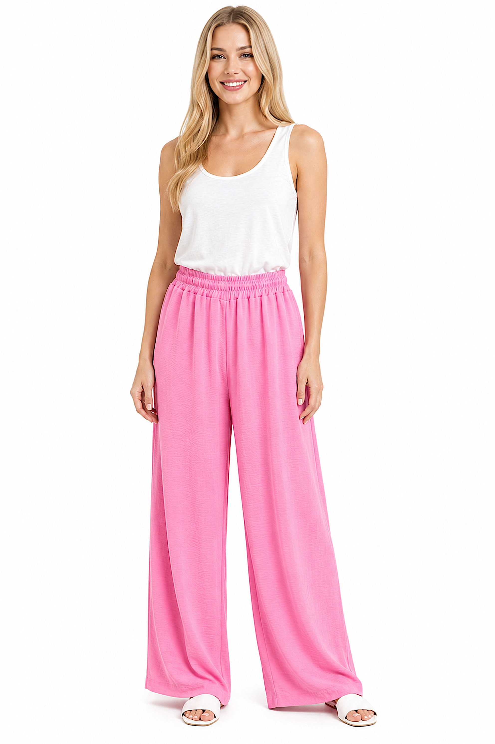 Worldclassca Stoffhose Worldclassca Crinkle-Hose Stoffhose Strandhose Weite Sommerhose Leicht Neue Kollektion - Stilvolle und gemütliche Sommer Mode für Damen