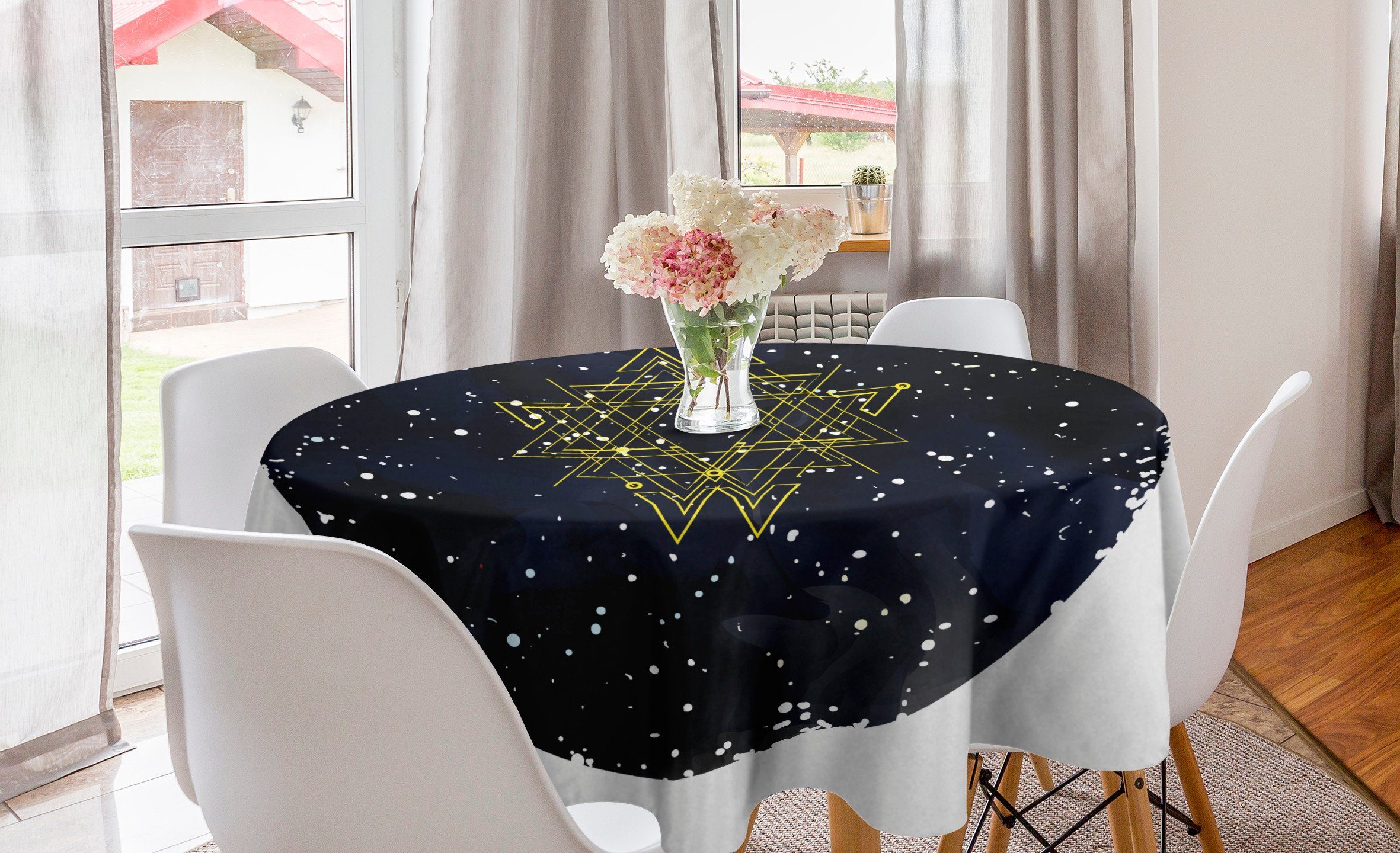 Abdeckung Kreis Mandala Galaxy für Tischdecke Abakuhaus Milchstraße Starry Esszimmer Tischdecke Dekoration, Küche