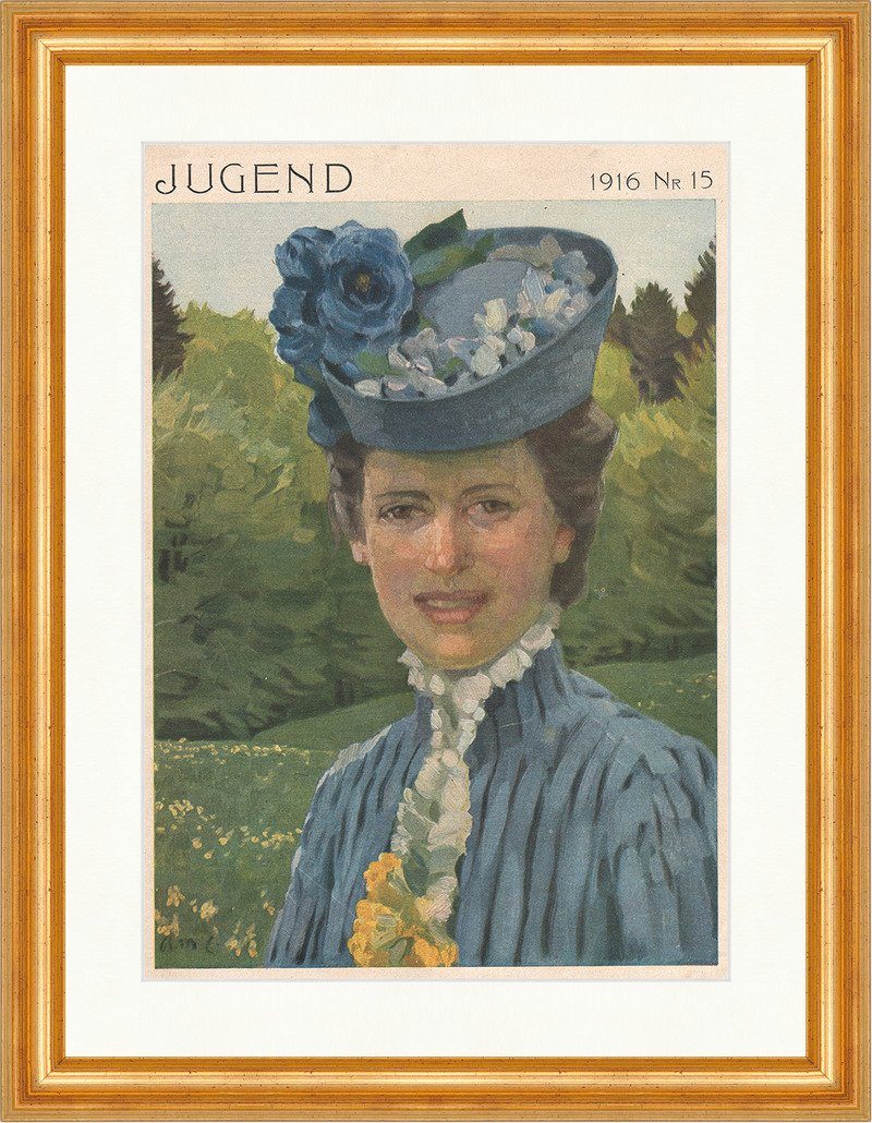Kunstdruck Titelseite der Nummer 15 der Jugend von 1916 Jugendstil Jugend 1047 Ge, (1 St)