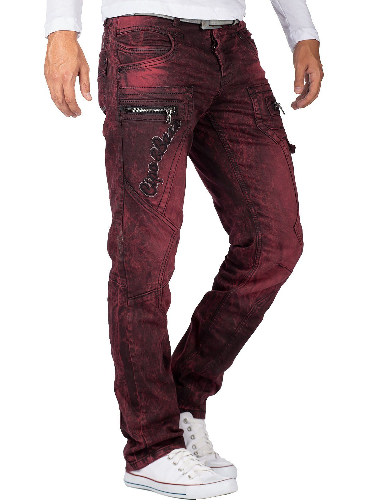 Cipo & Baxx Hose 5-Pocket-Jeans BA-CD296 in Orange mit Seitentaschen bordeaux