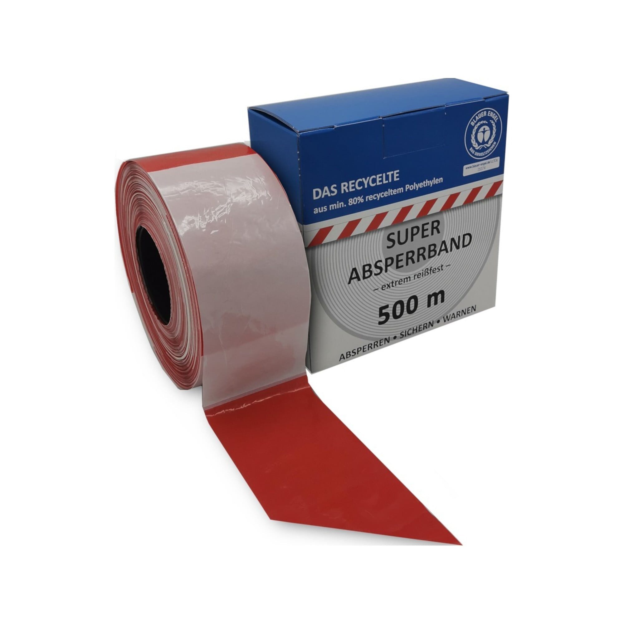 Kelmaplast Absperrband KELMAPLAST Absperrband 500 m-Rolle rot/weiß geblockt Blauer Engel aus