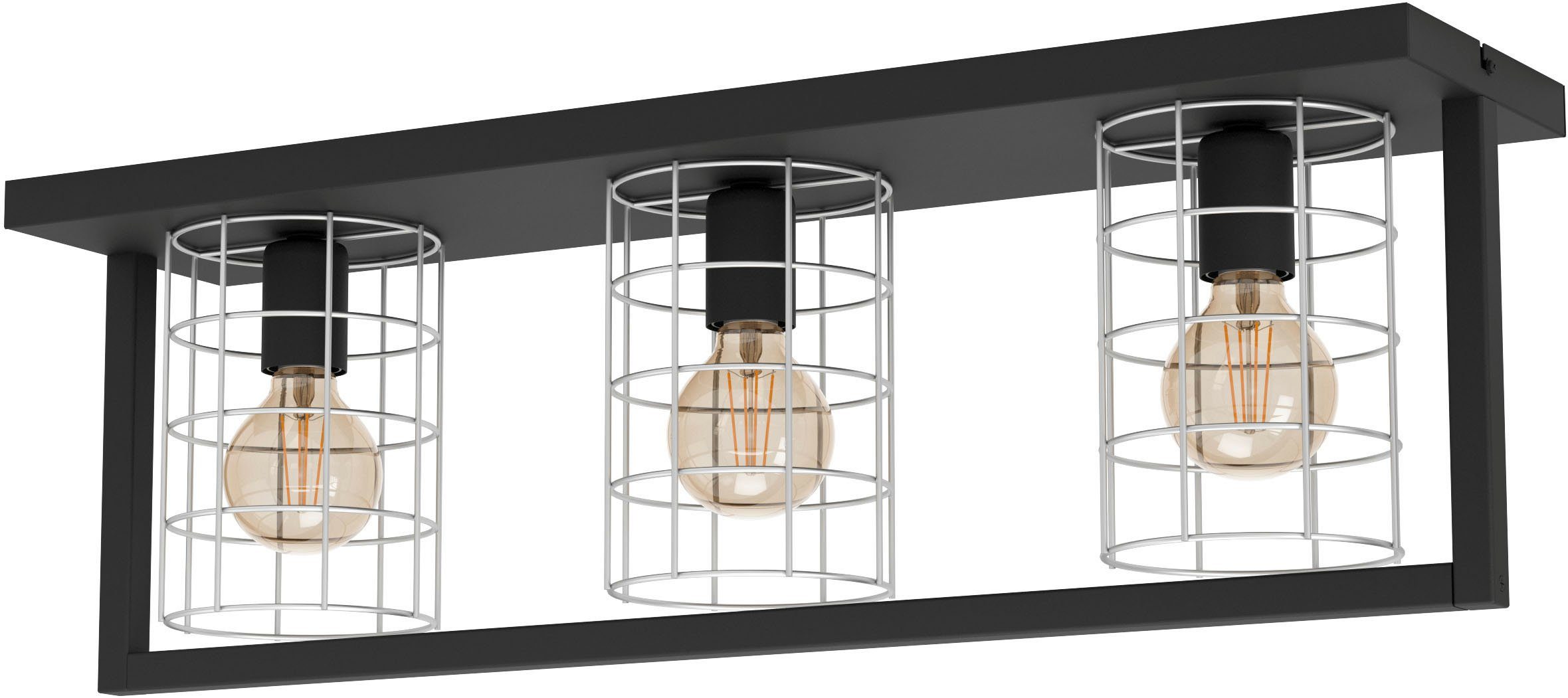 EGLO Deckenleuchte JUBILY, Leuchtmittel wechselbar, ohne Leuchtmittel, Deckenleuchte in schwarz aus Stahl - exkl. E27 - 40W | Deckenlampen