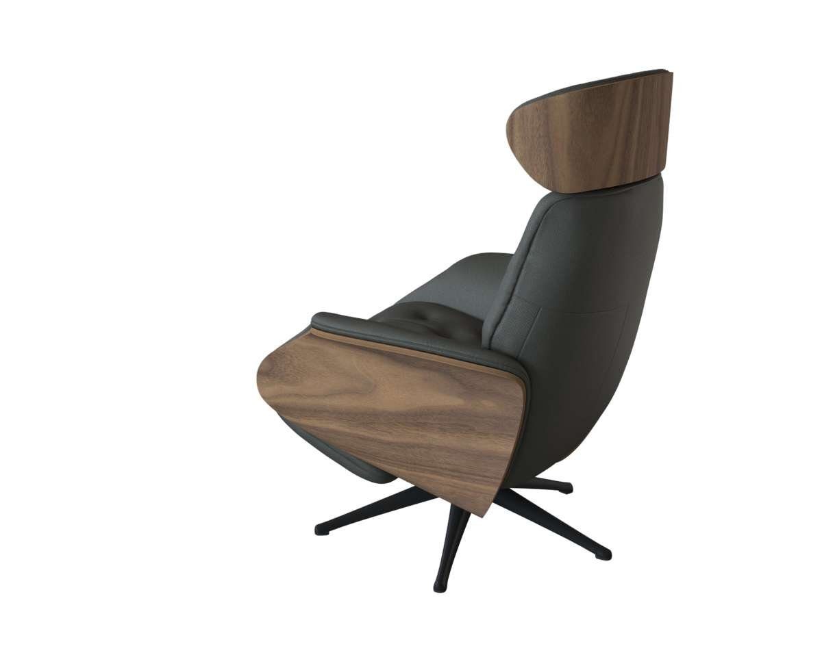 FLEXLUX Relaxsessel Volden elektrischer Funktionsessel, Größe M, Rücken & Fußteil elektrisch, Akku, Arml. Walnuss, Fuß schwarz