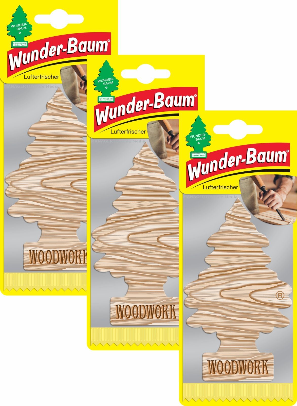 Duftbäumchen 3er 3 Wunderbaum Set Wunder-Baum Lufterfrischer Dekohänger Woodwork