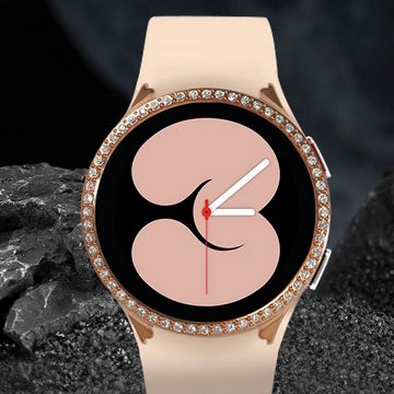 Wigento Smartwatch-Hülle Für Samsung Galaxy Watch 5 44 mm Diamant Gehäuse Schutz Case Rose Gold
