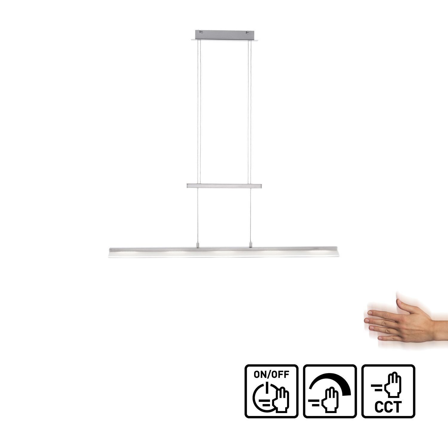 Licht-Erlebnisse Pendelleuchte FLARDA, LED fest integriert, Metall LED H: max. 160 cm Stahl eckig warmweiß 2700-5000 K 450 lm