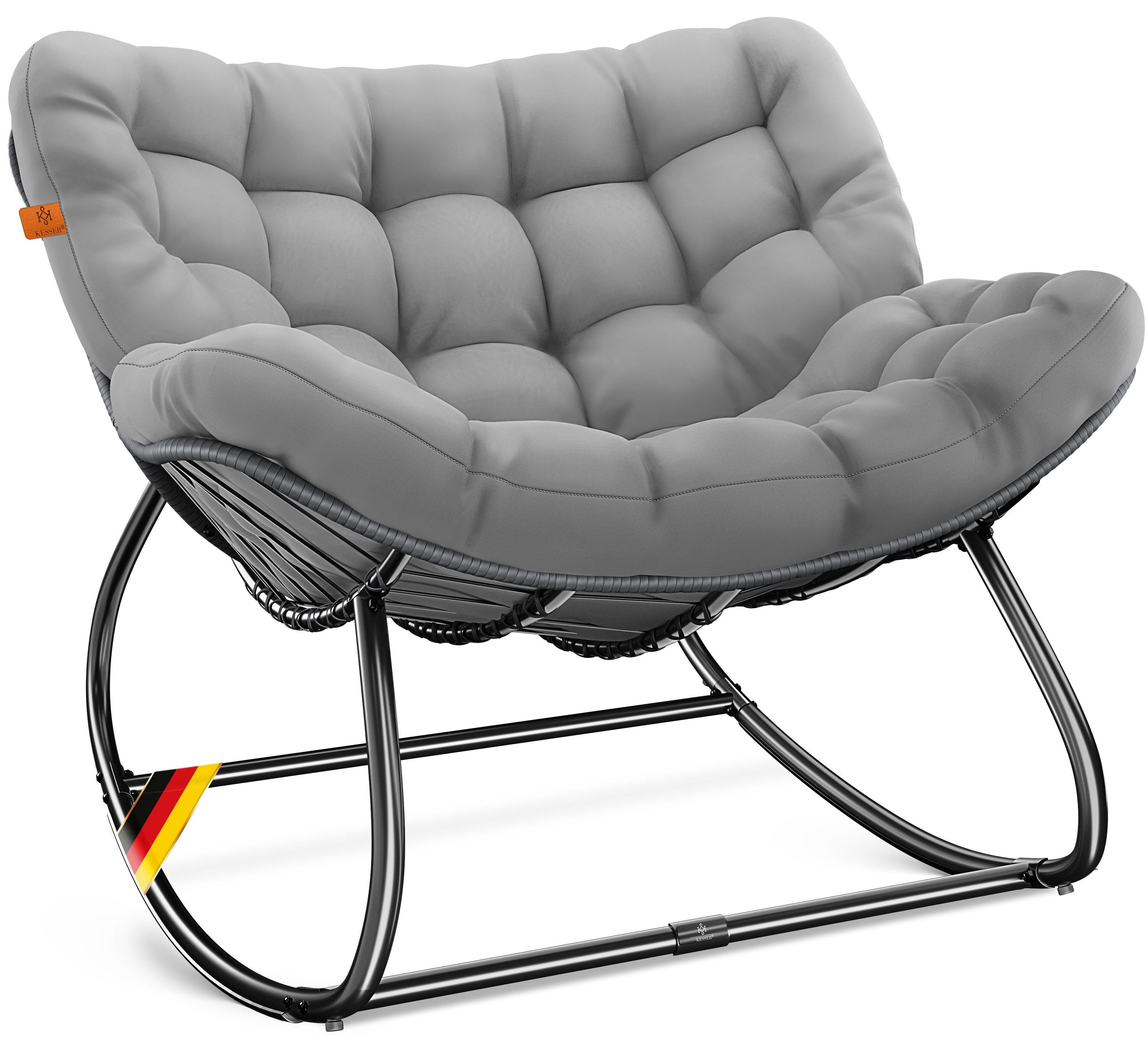 KESSER Schaukelstuhl Schaukelsessel Chillexer für drinnen & draußen (maximale Belastung 120kg, witterungsbeständig & mit rutschfesten Füßen), Loungesessel ergonomisches Relaxsessel für Balkon, Garten & Wohnzimmer