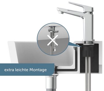 Schütte Waschtischarmatur RAVEN Wasserhahn mit Ablaufgarnitur, Mischbatterie mit Pop Up Abflussstopfen