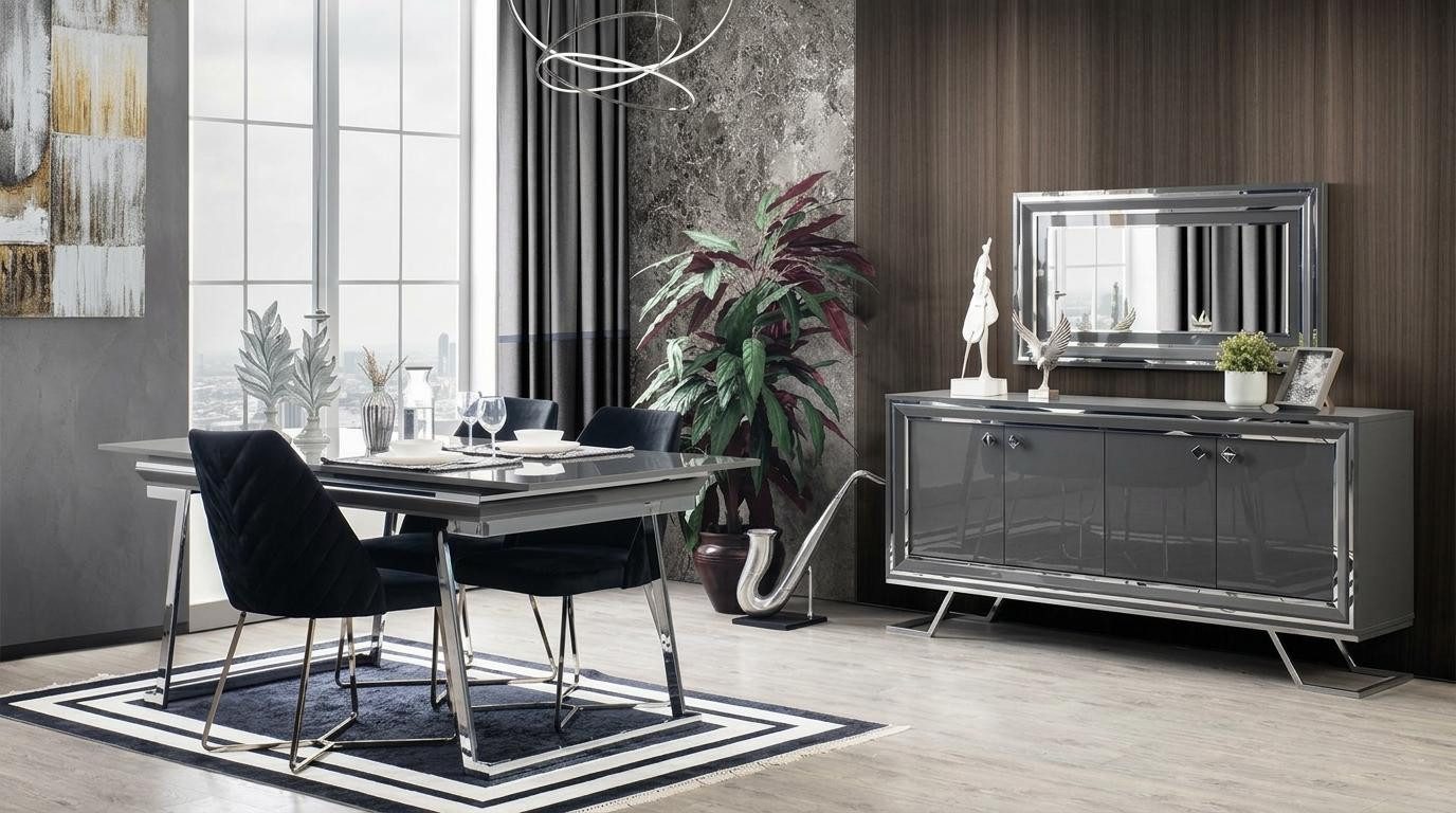 JVmoebel Konsolentisch Tisch Konsole Spiegel modern silber rechteckig Wohnzimmer, Made in Europa