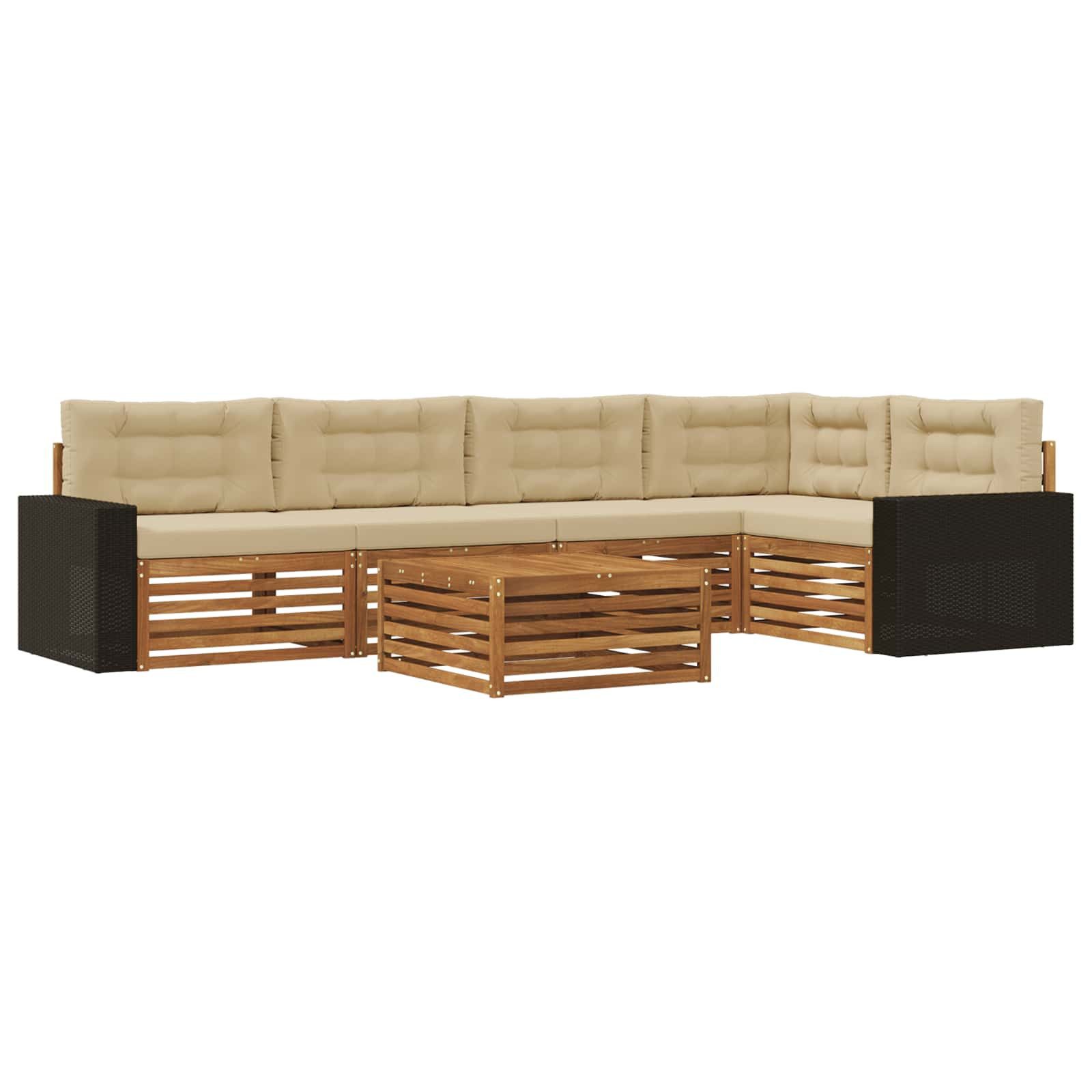 Gartenlounge-Set Outdoor-Sofagarnitur 6 pcs Natur und Beige 79 x 79 x 37 cm