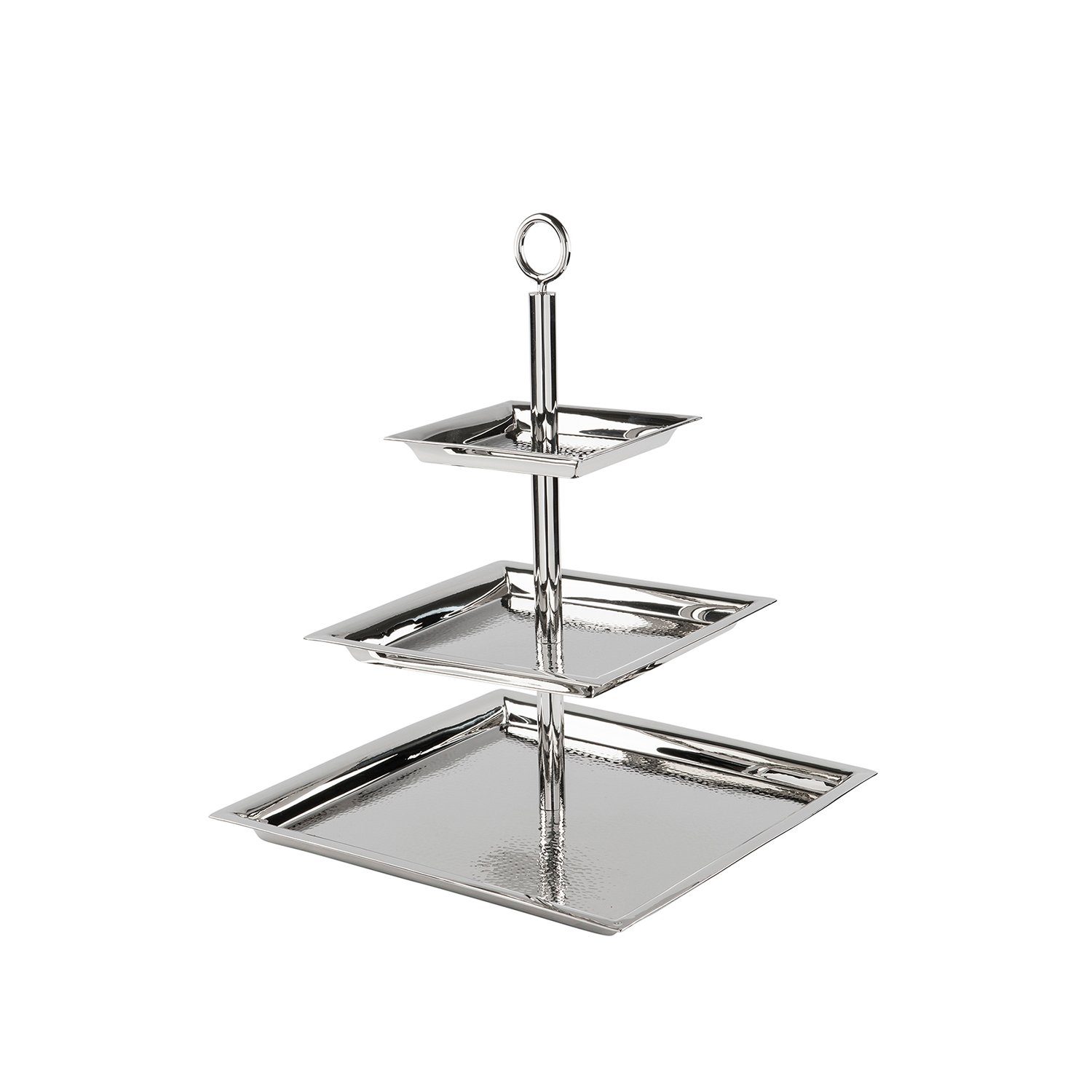 Fink Dekoetagere 3er Etagere NAGANO - silberfarben - Edelstahl - H.44cm x B.34cm (1 St., 1 Stück), lebensmittelgeeignet