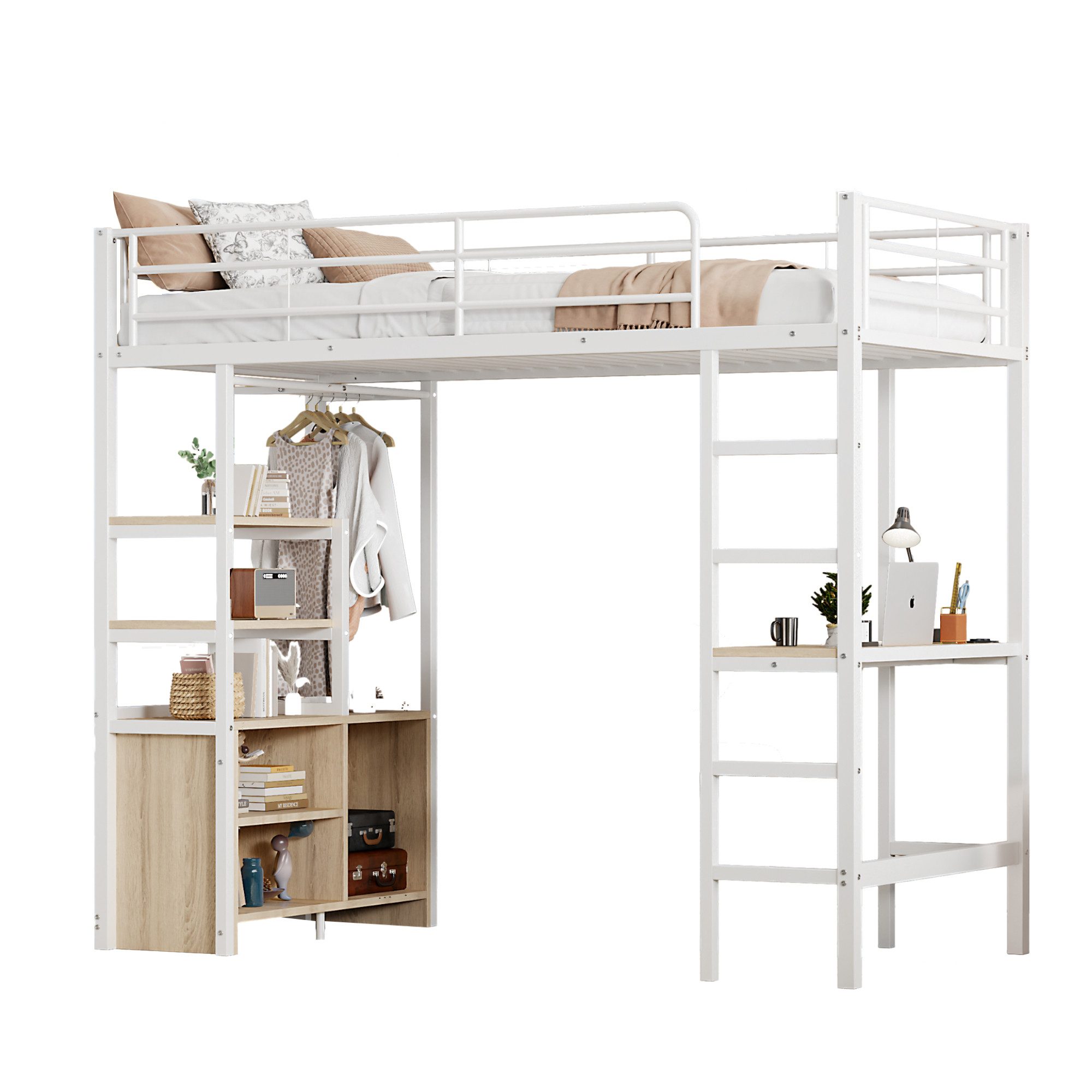 Flieks Hochbett Metall Kinderbett 90x200cm Ladenfunktion günstig online kaufen