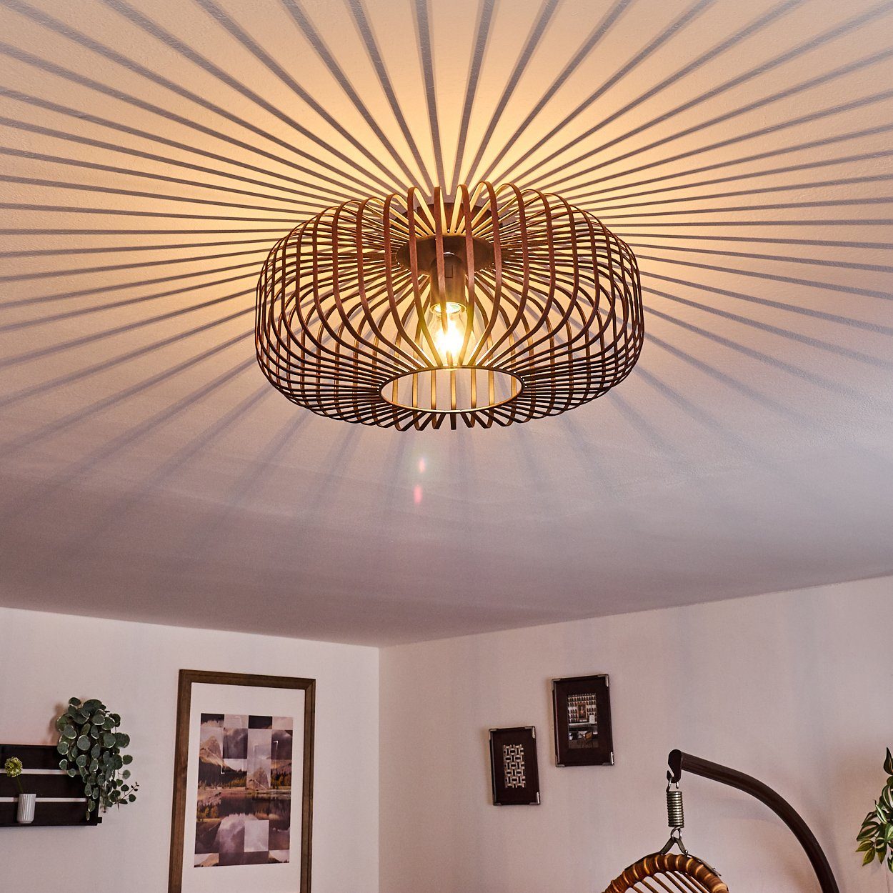 hofstein Deckenleuchte »Pieris« Deckenlampe aus Metall in Schwarz/Kupfer, o günstig online kaufen