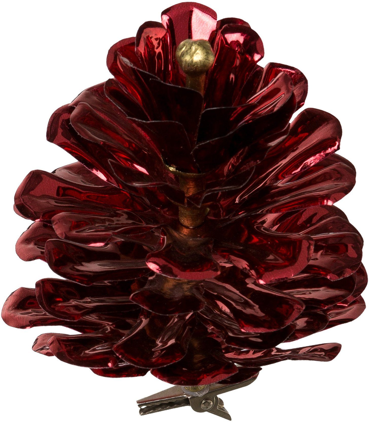 Creativ green Weihnachtsbaumklammer Weihnachtsdeko rot aussen, Christbaumschmuck (6-tlg), in Metallic-Optik