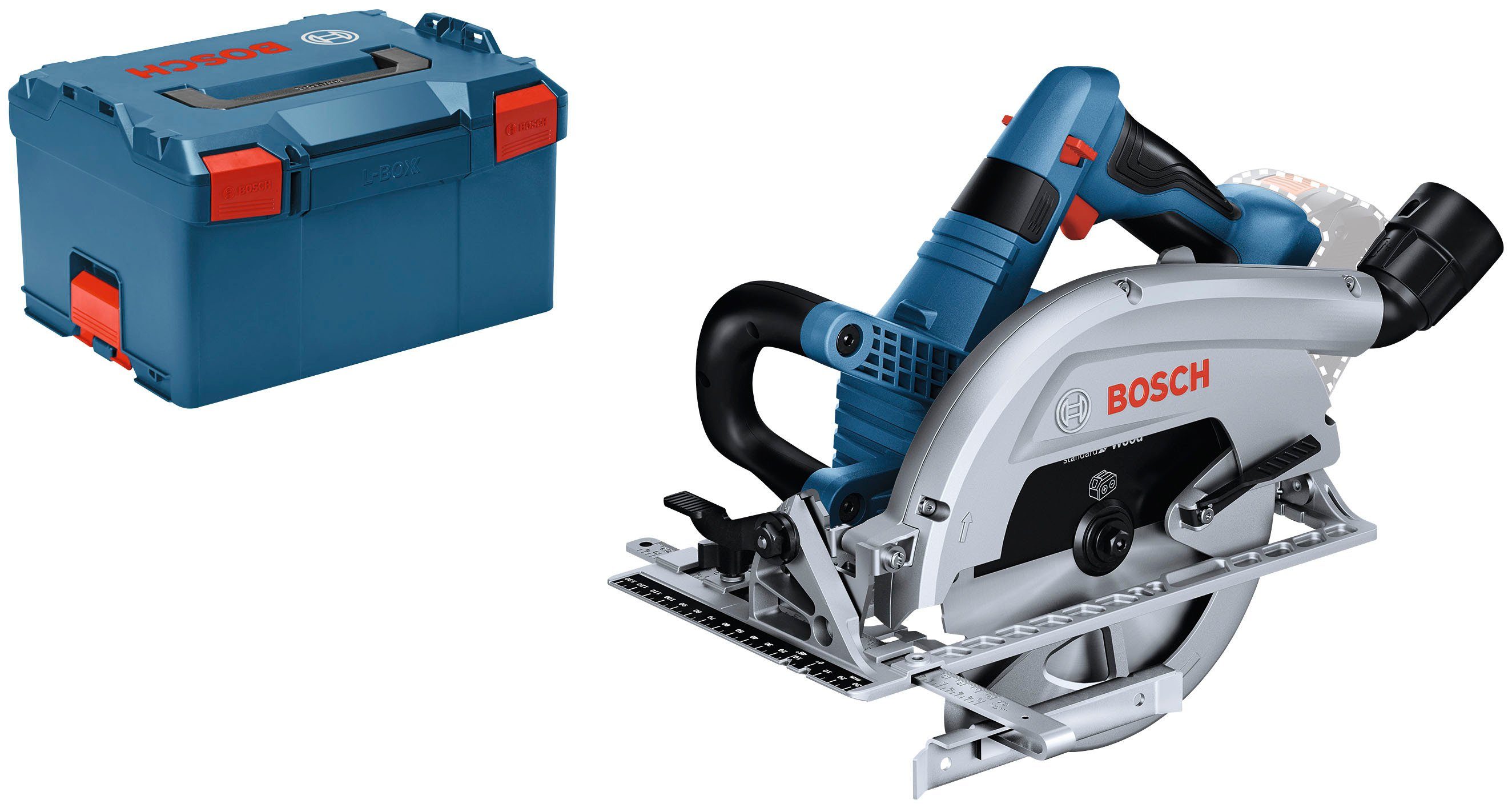 Bosch Professional Akku-Handkreissäge GKS Akku Ladegerät inkl. L, ohne 18V-70 L-Boxx, und