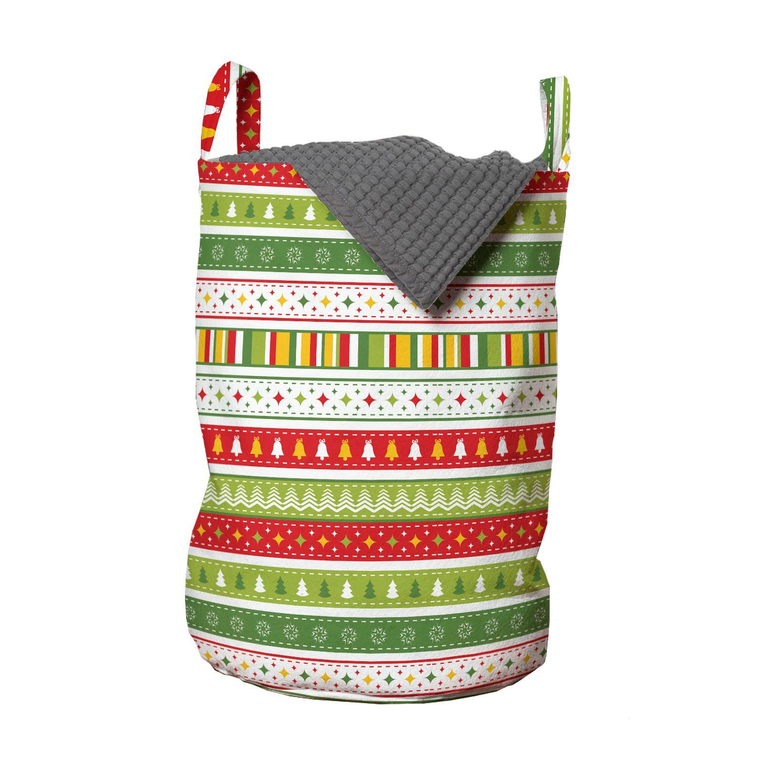 Abakuhaus Wäschesäckchen Wäschekorb mit Griffen Kordelzugverschluss für Waschsalons, Weihnachten traditionelle Grenzen