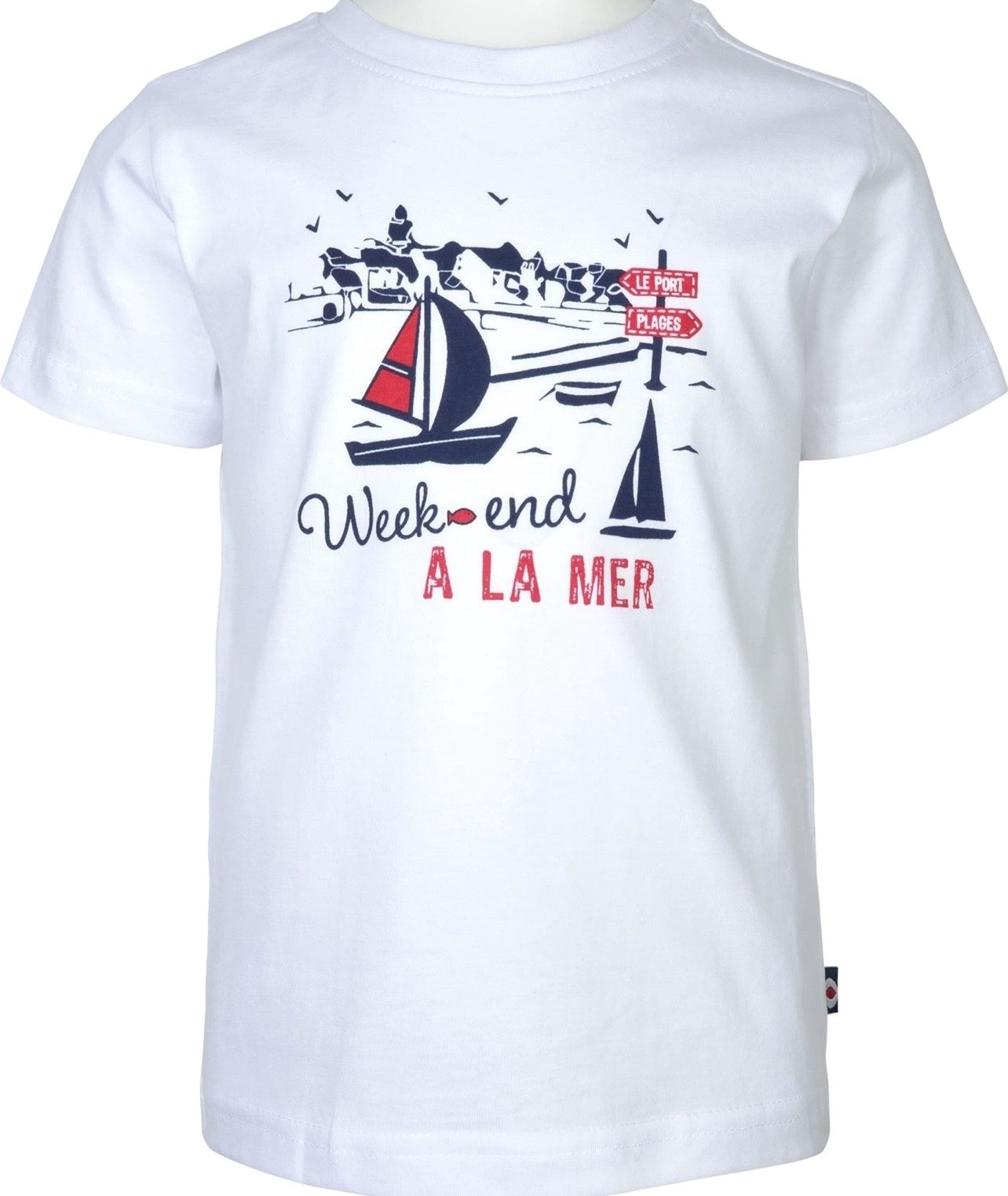 Week-end a la Mer T-Shirt Trankil (1-tlg) T-Shirt Trankil – Weiß mit Segelboot-Print – Kinder