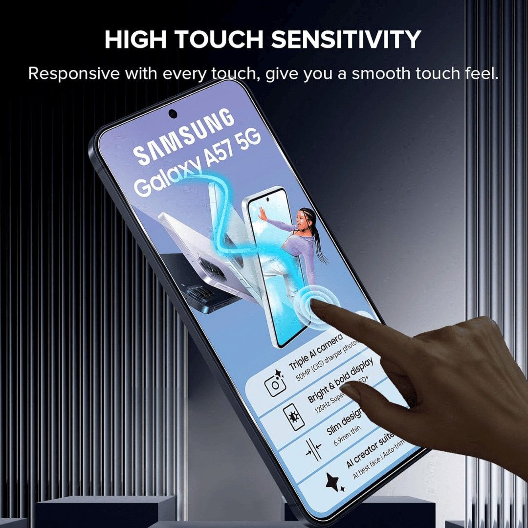 SmartUP Displayschutzglas 2X Schutzglas für Samsung Galaxy A57 5G Display Kamera Panzerfolie 9H für Samsung Galaxy A57 5G, 4 Stück, Rundumschutz, passgenaue Ver – Bild 4 von 5