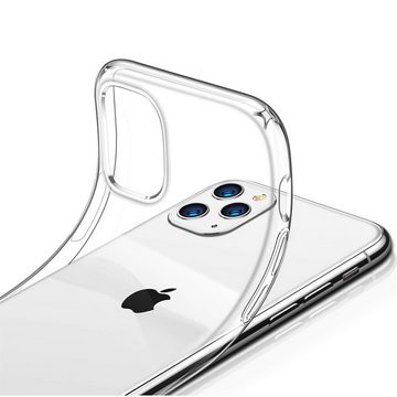 CoolGadget Handyhülle Transparent als 2in1 Schutz Cover Set für das Apple iPhone 12 / 12 Pro 6,1 Zoll, 2x Glas Display Schutz Folie + 1x Case Hülle für iPhone 12 12 Pro