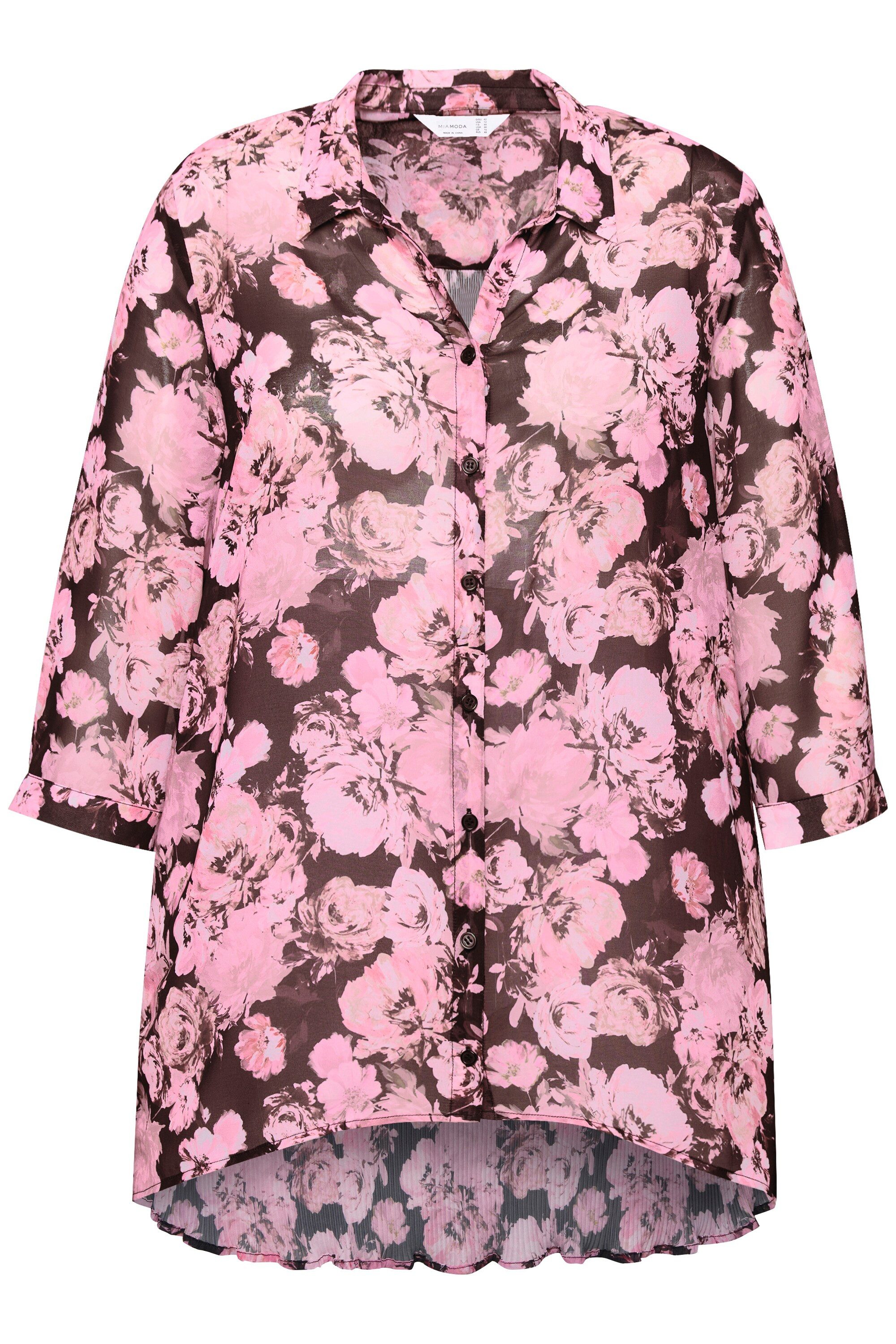 MIAMODA Hemdbluse Bluse A-Linie Rosenmuster Plissee-Rücken günstig online kaufen